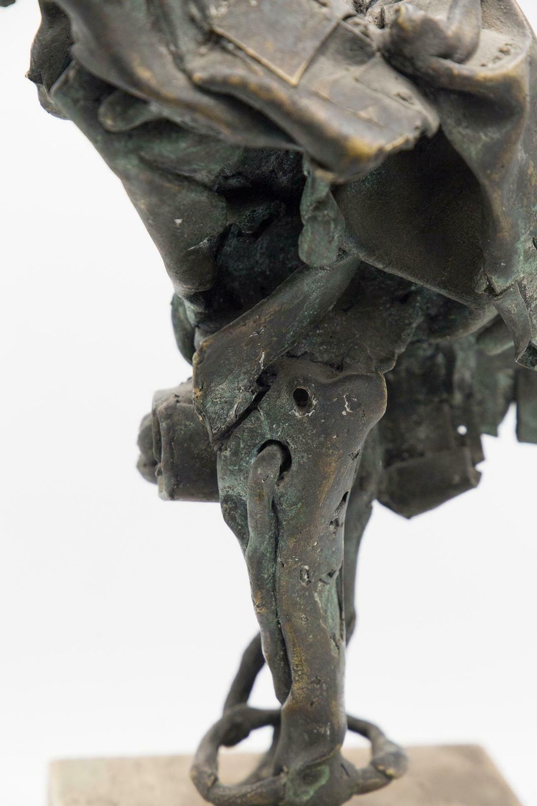 Brutalist Bronze Mythological Bird Sculpture In Travertine photo Art