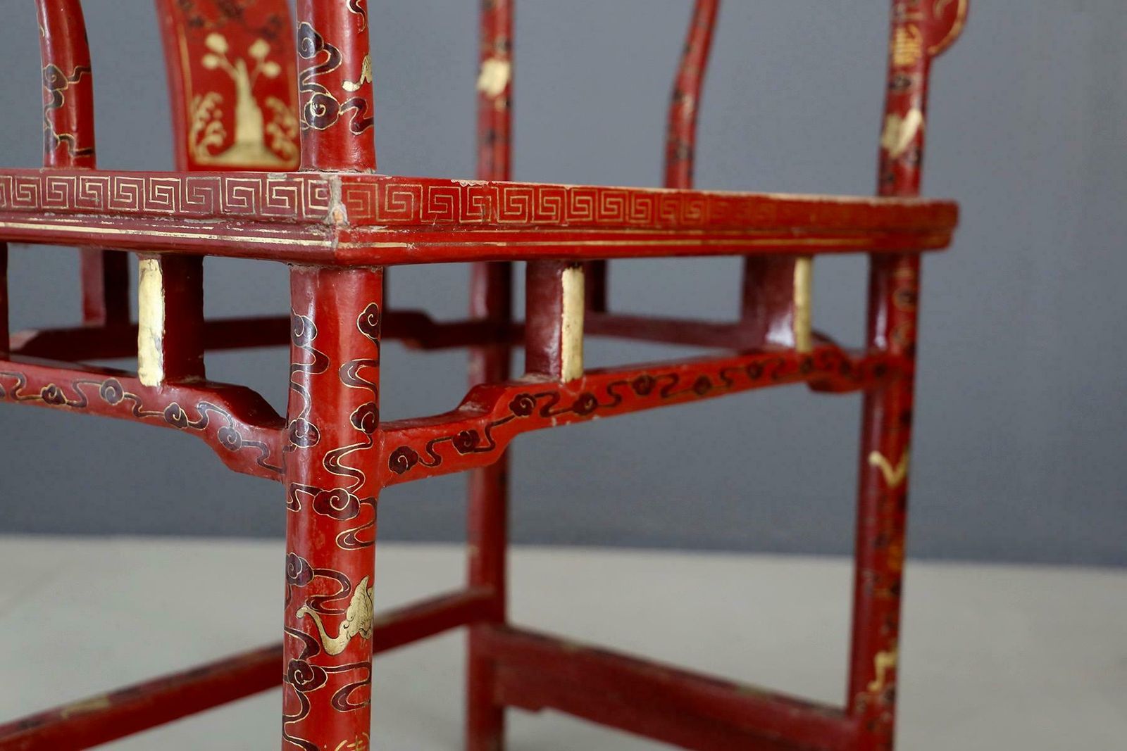 Pair Of Chinese Chair In Lacquered Red Wood Of 18th Century photo 4883.0