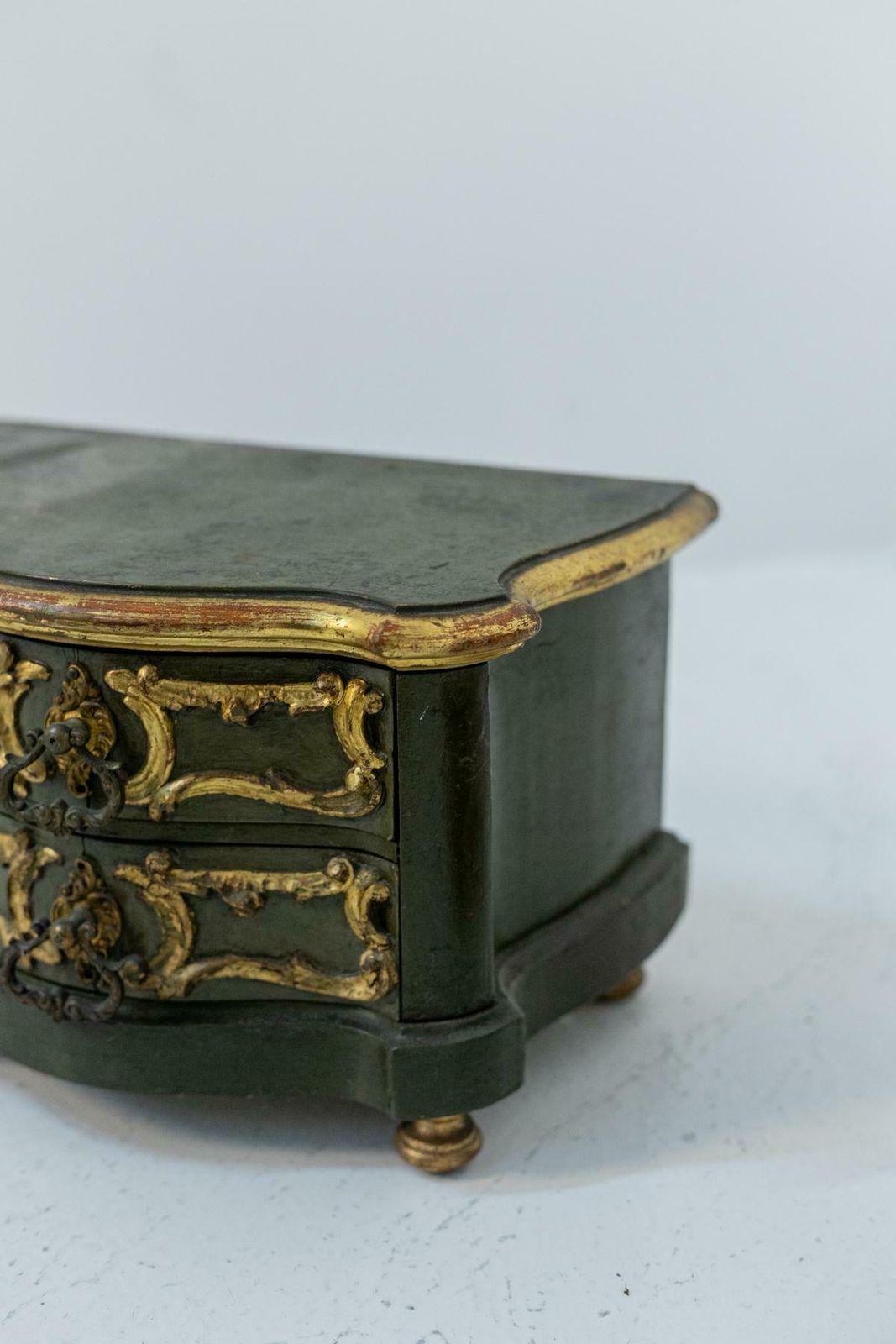 photo for sale Pair Of Vintage Gold Lacquered Wood Jewel Boxes