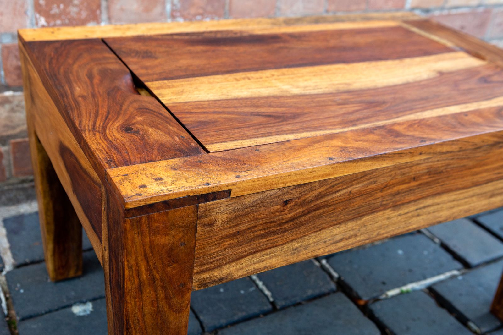 1295.0 Turkish Backgammon Rustic Coffee Table Metamorphic Artisan Rainbow Poplar Wood Middle Eastern Hardwood Mid Century Mcm 1970s photo