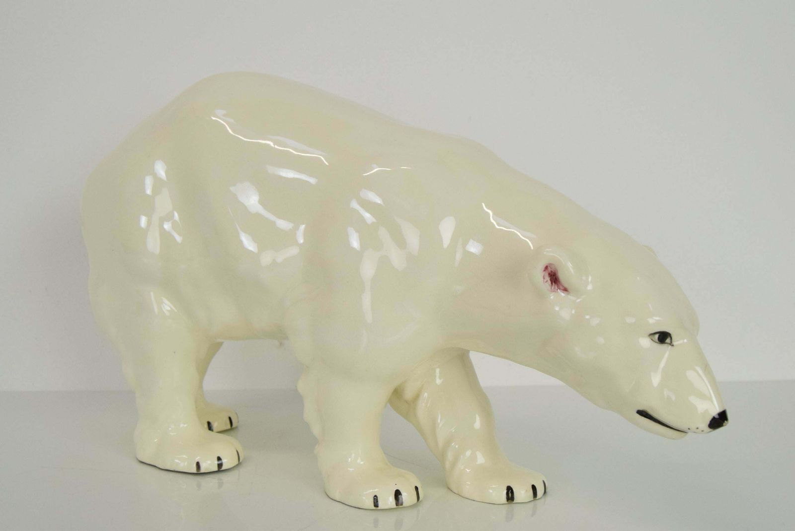 Large Antique Czechoslovakia Porcelain Royal Dux Polar Bear Sculpture In 1925 photo vinterior