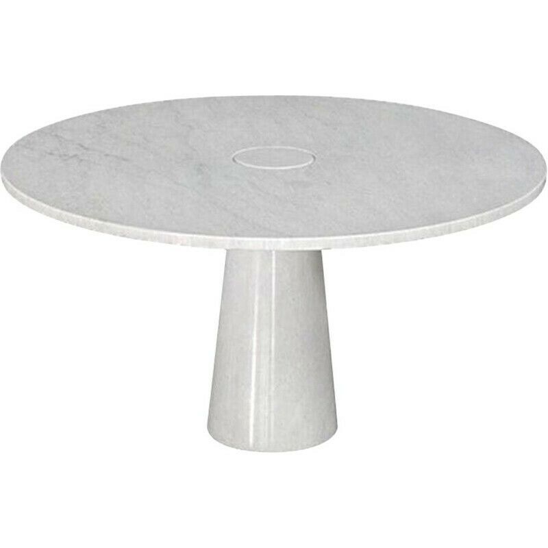 Vintage Eros Round Table In White Carrara Marble By Angelo Mangiarotti Italy 1970s