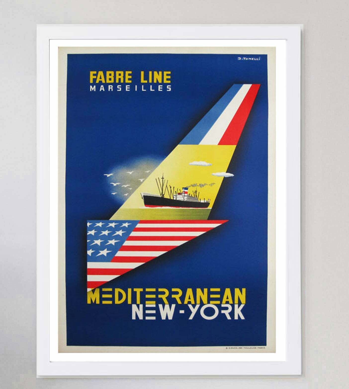 Fabre Line   Mediterranean New York Original Vintage Poster photo for sale