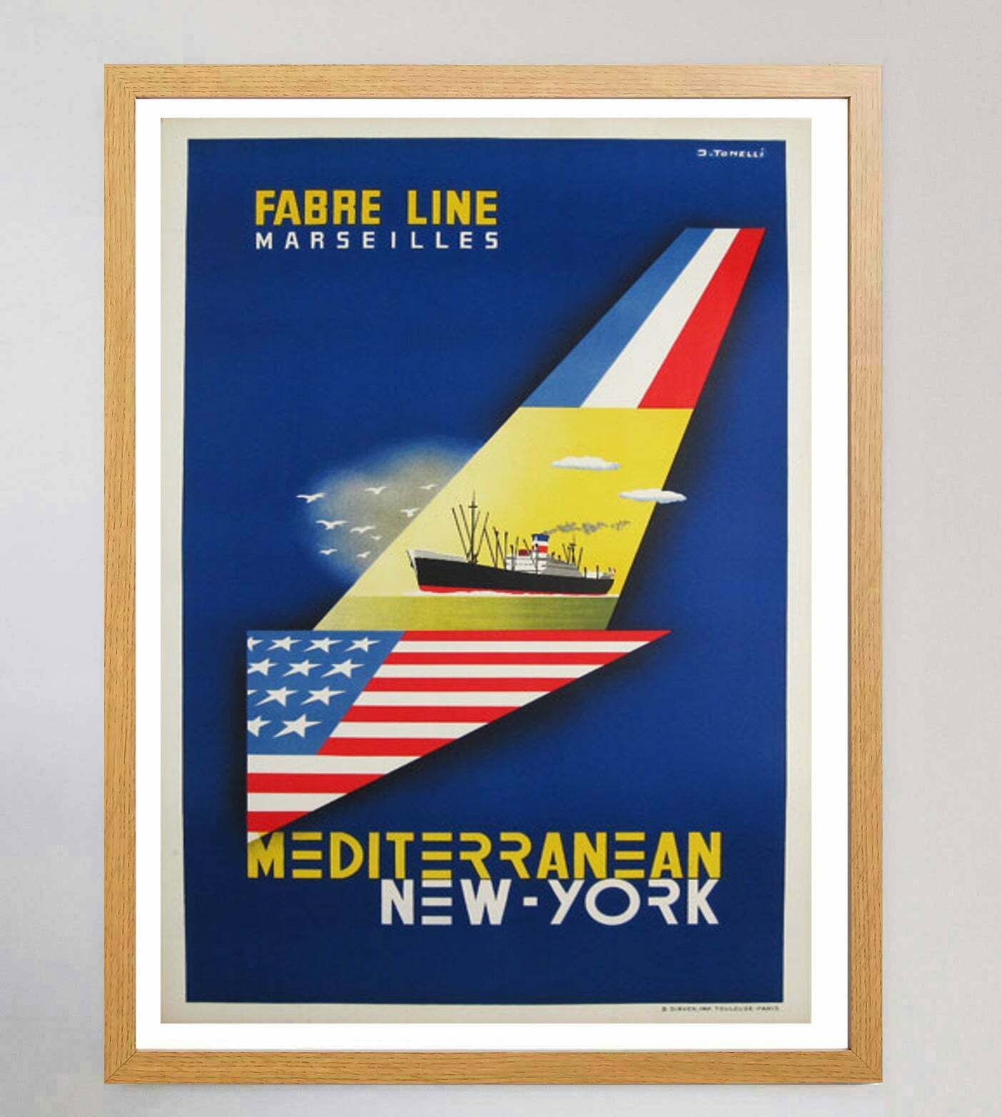 Fabre Line   Mediterranean New York Original Vintage Poster photo Art