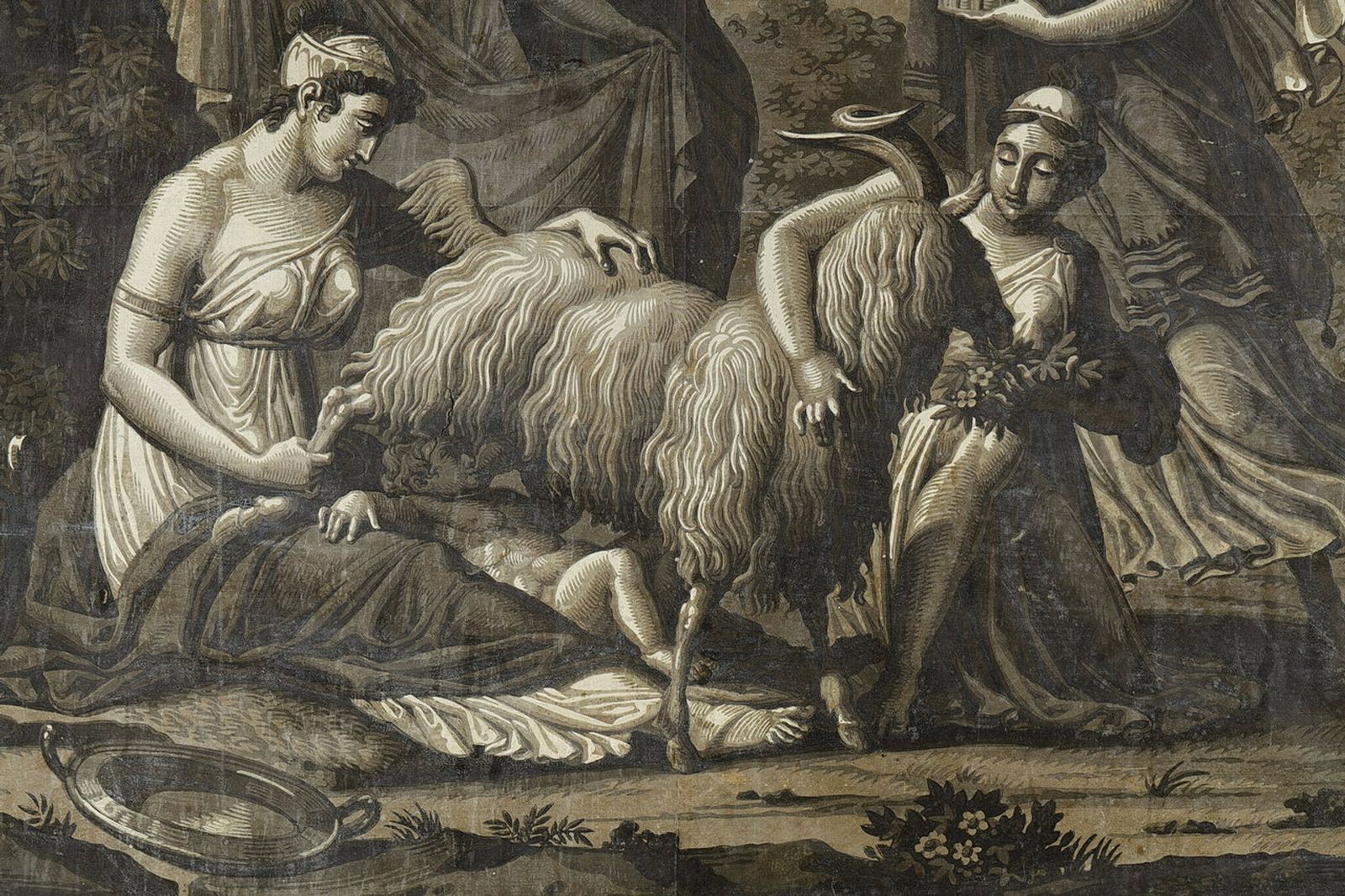 Wallpaper "Zeus Fed By The Goat Amalthée", Empire Period photo vintage