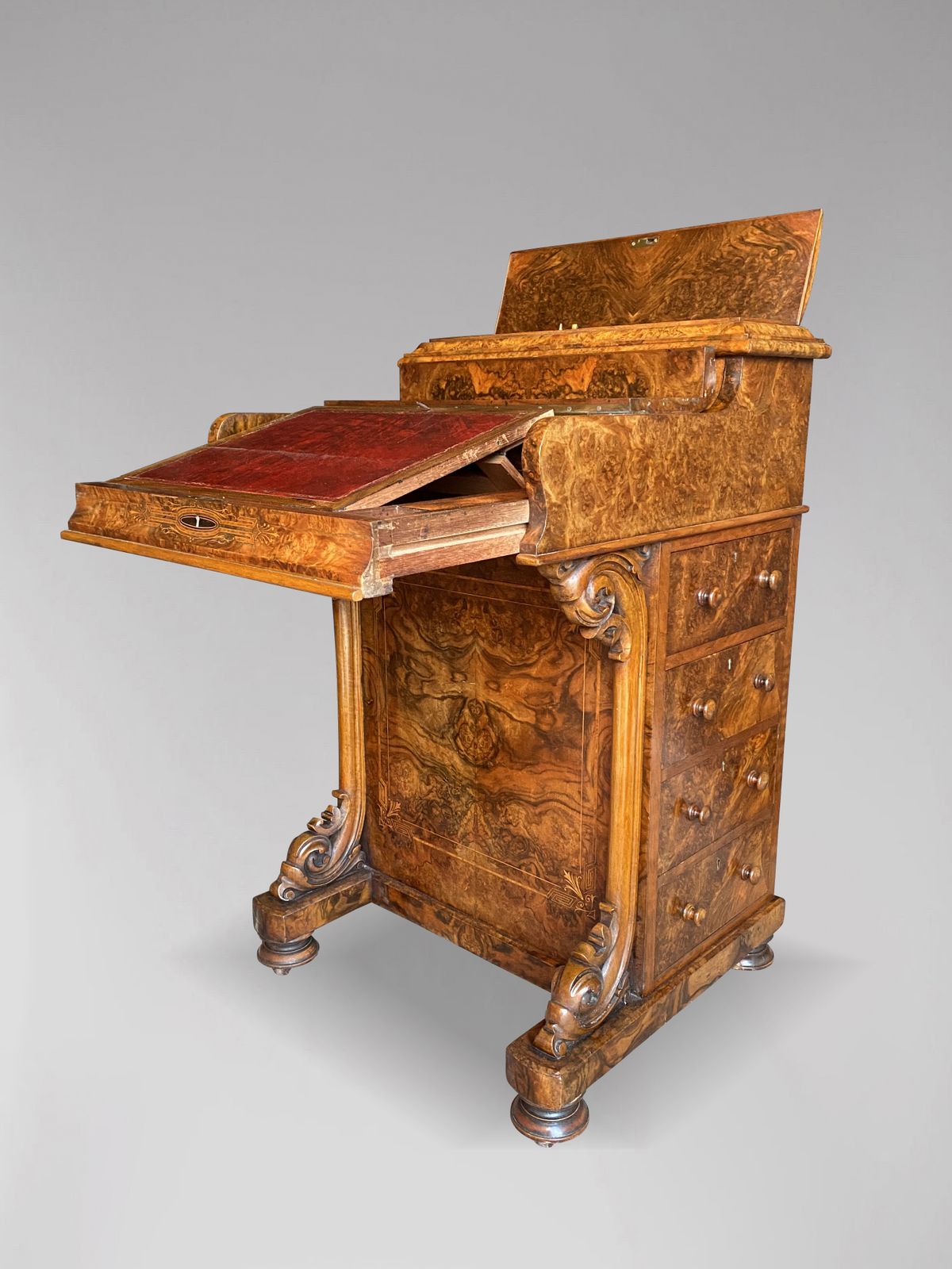 Stunning 19th Century Burr Walnut Davenport Desk photo 3500.0