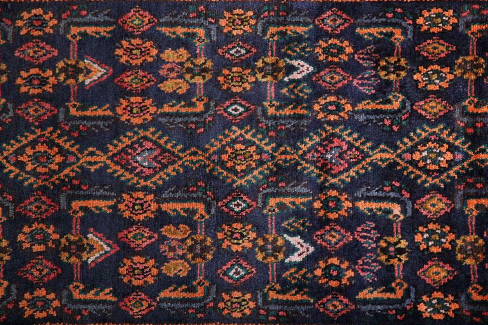Vintage Rugs Handmade Wool Carpet Runner, Blue Oriental Runner Rug photo for sale