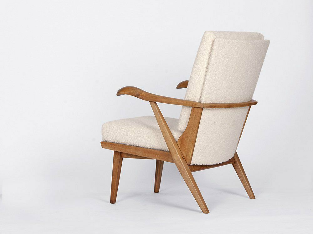 Mid Century Boucle Armile Chair, 1960s photo vinterior