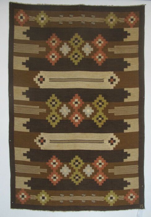 Vintage Swedish Wool Kilim, Mid 20th Century, 2.48m X 1.61m