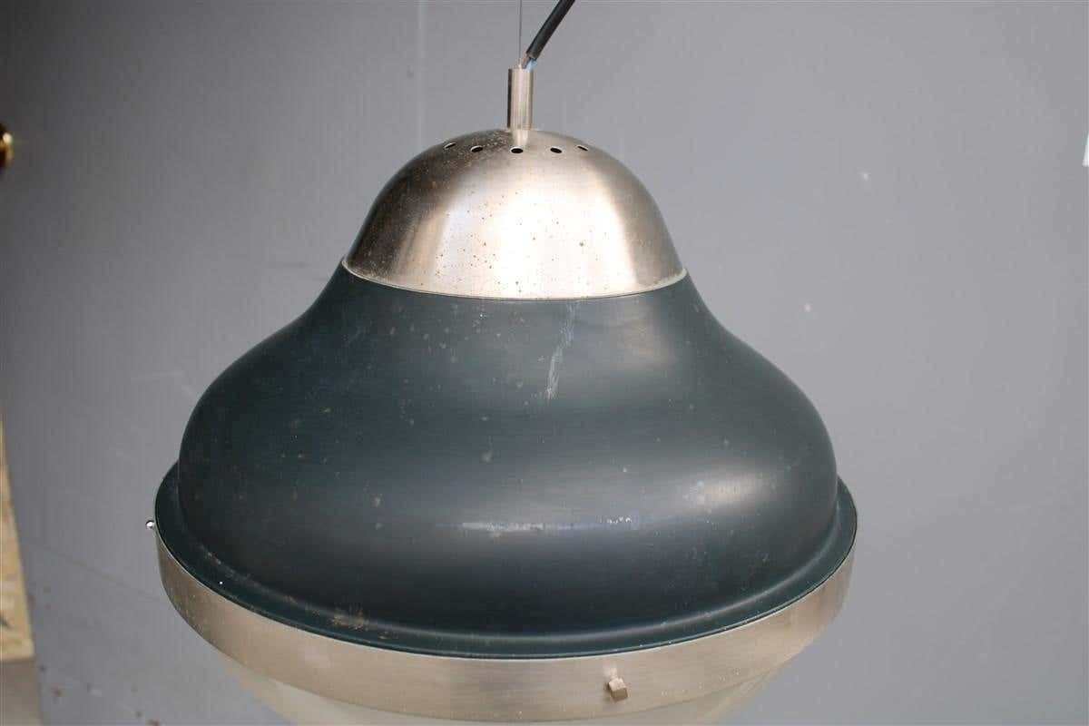 Mid Century Italian Ceiling Lamp Oluce Style Ostuni 1960s Black Glass Murano photo 2391.0