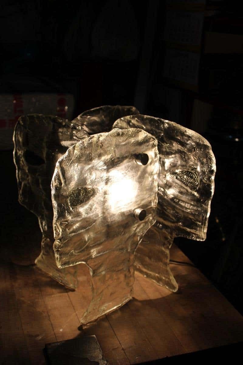 photo for sale Sculptural Mazzega Table Lamp Carlo Nason 1960s Murano Glass Faces