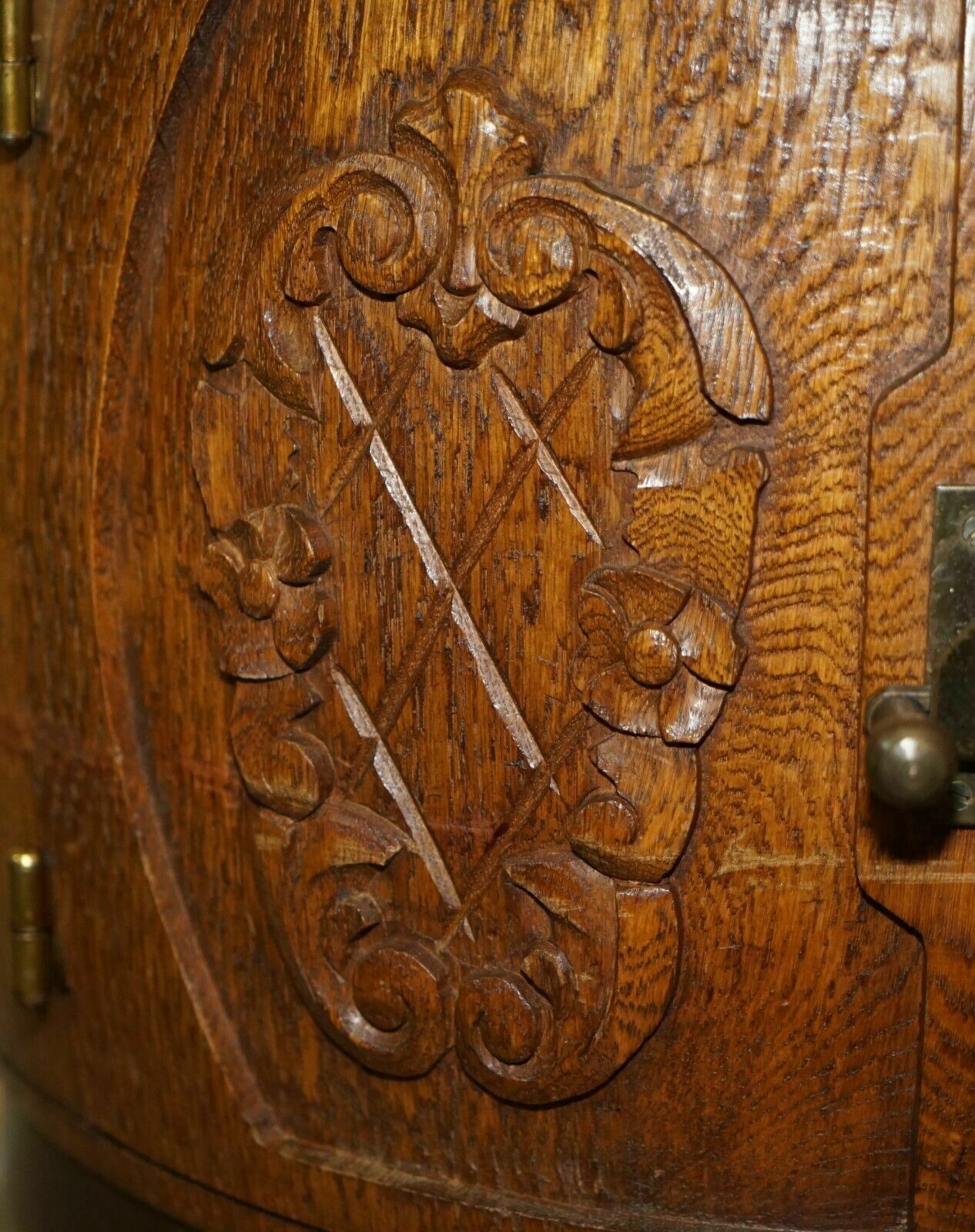 photo furniture Pair Of Antique Carved Side Table Sized Barrels Made Into Bars / Drinks Holders