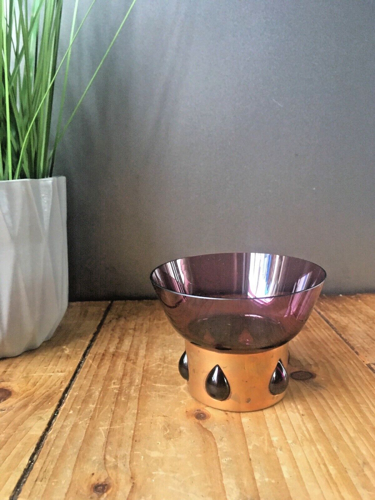 Mid Century Modern 60's Finnish Kumela Copper Caged Glass Vase By Jan Salakari photo Home Decor