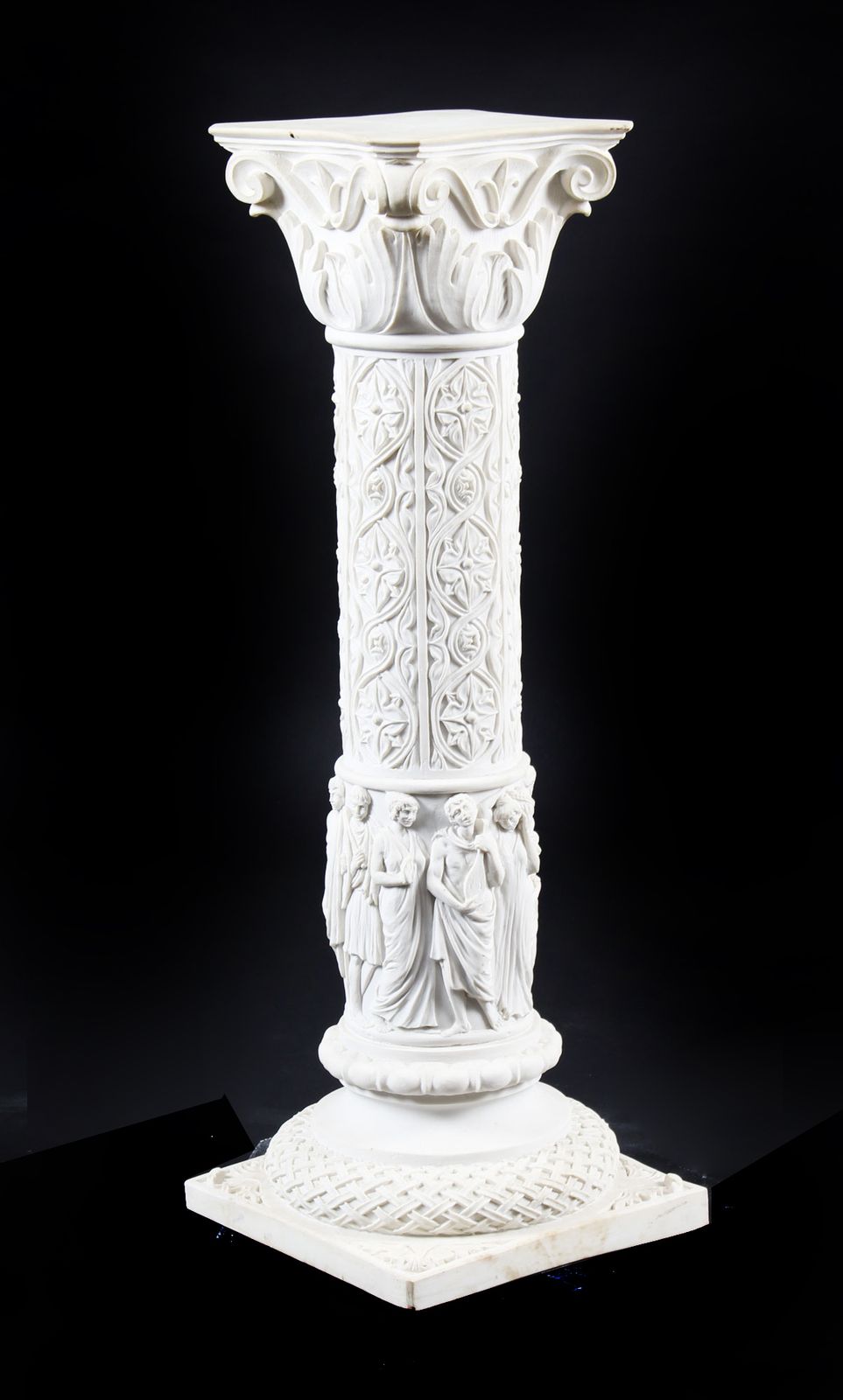 Vintage Composition Marble Bust Of Apollo On A Pedestal 20th Century photo Art