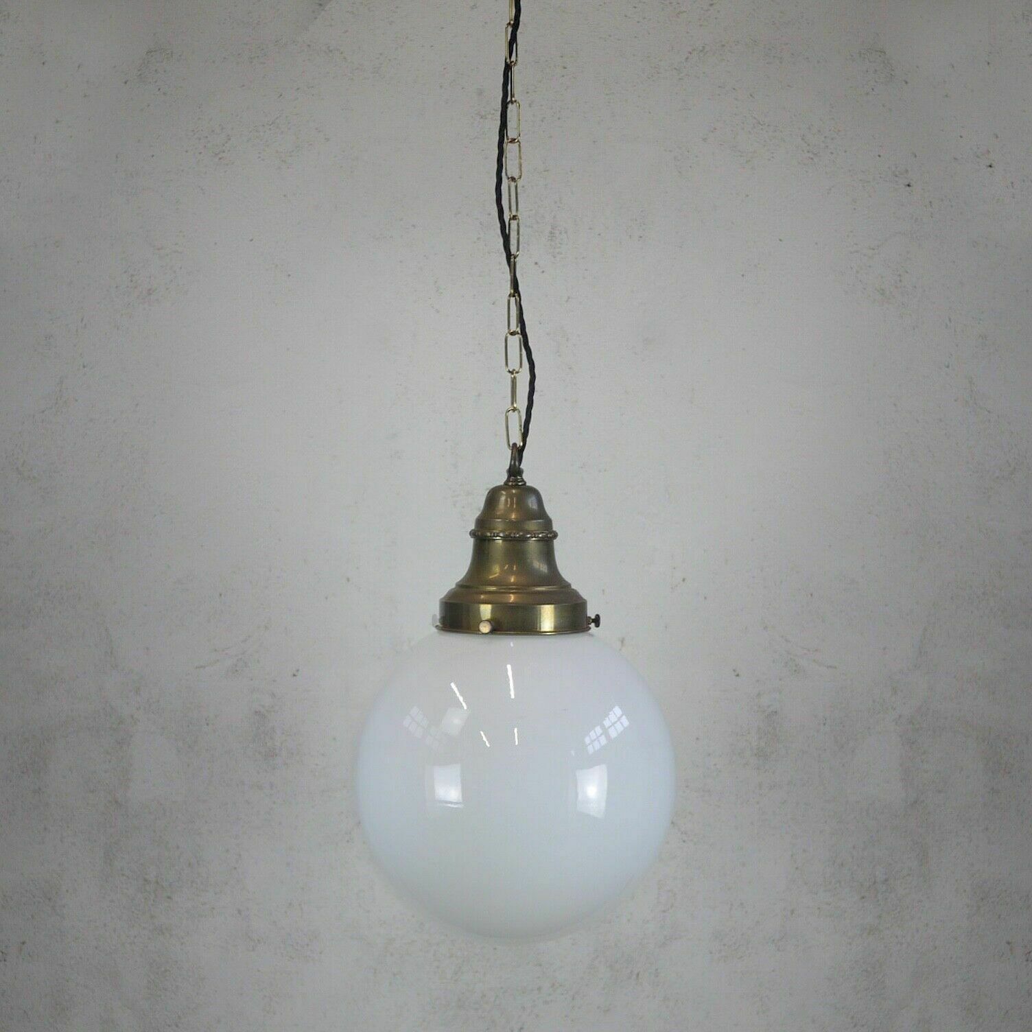 Ex Large Vintage Opaline Milk Glass Globe School Pendant Light Shade photo furniture