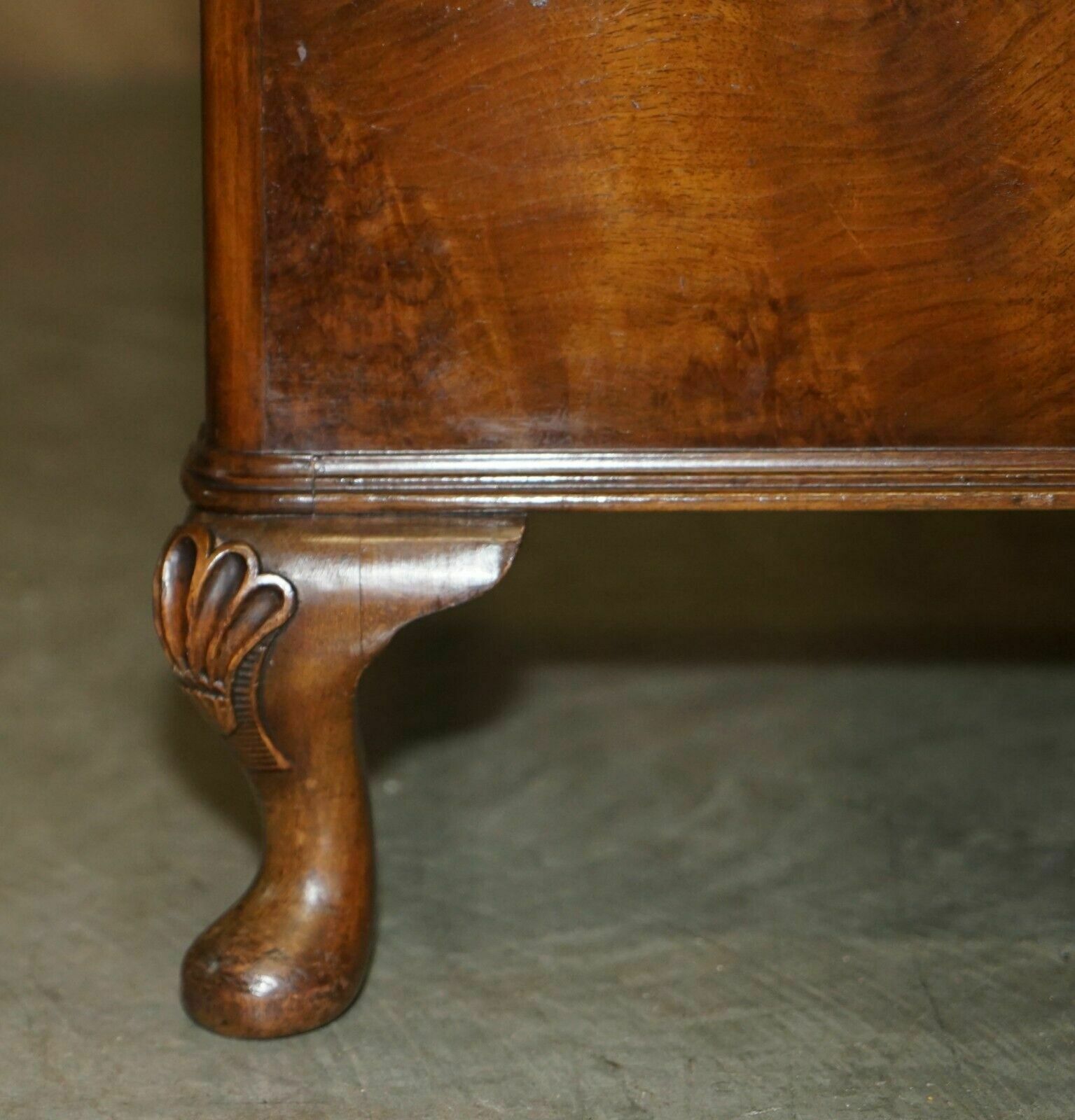photo buy Stunning Circa 1900 Burr Walnut English Bedstead Frame Part Suite Queen Anne Hb