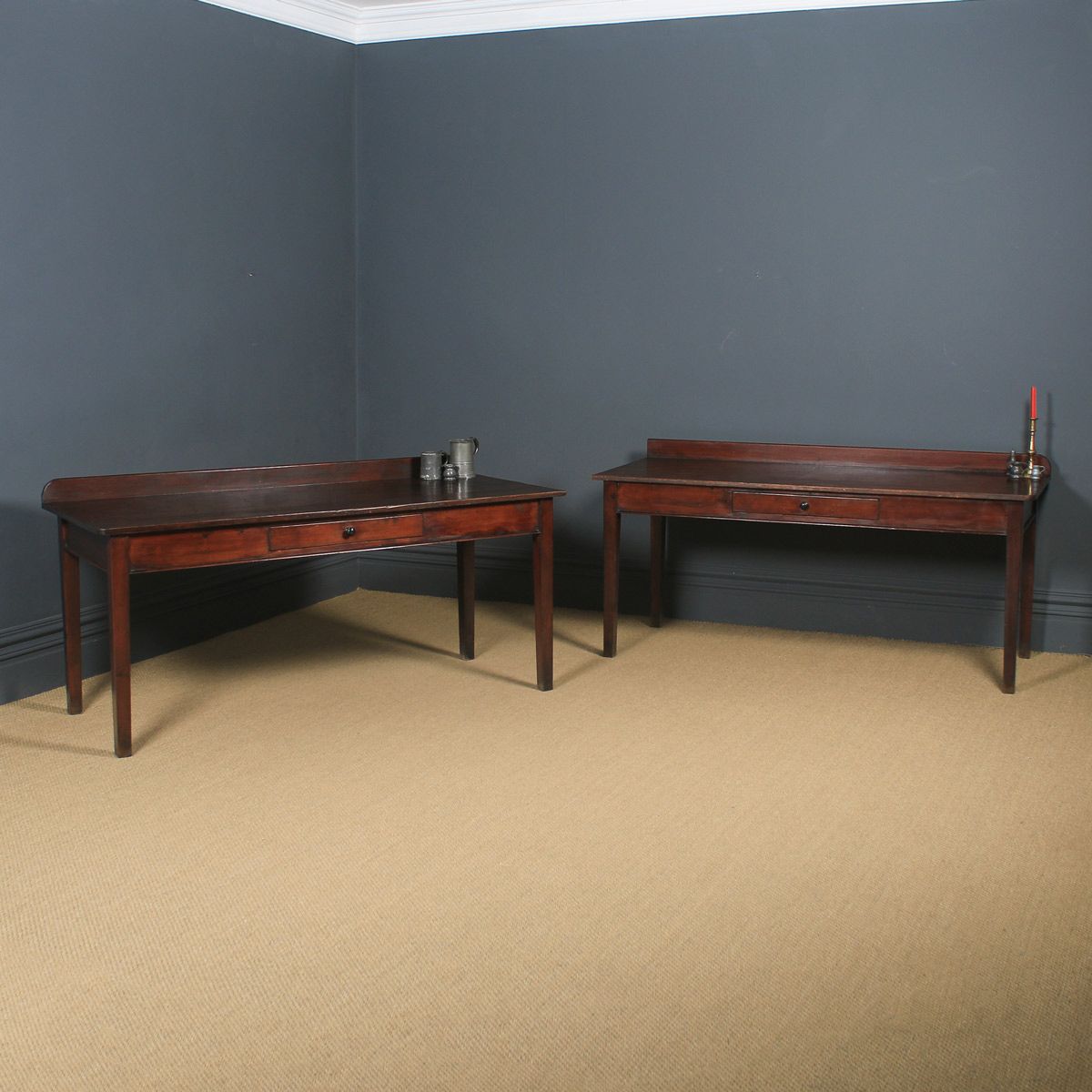 Georgian Regency Pair Of 6ft Pine Scullery Refectory Kitchen Serving Dining Tables