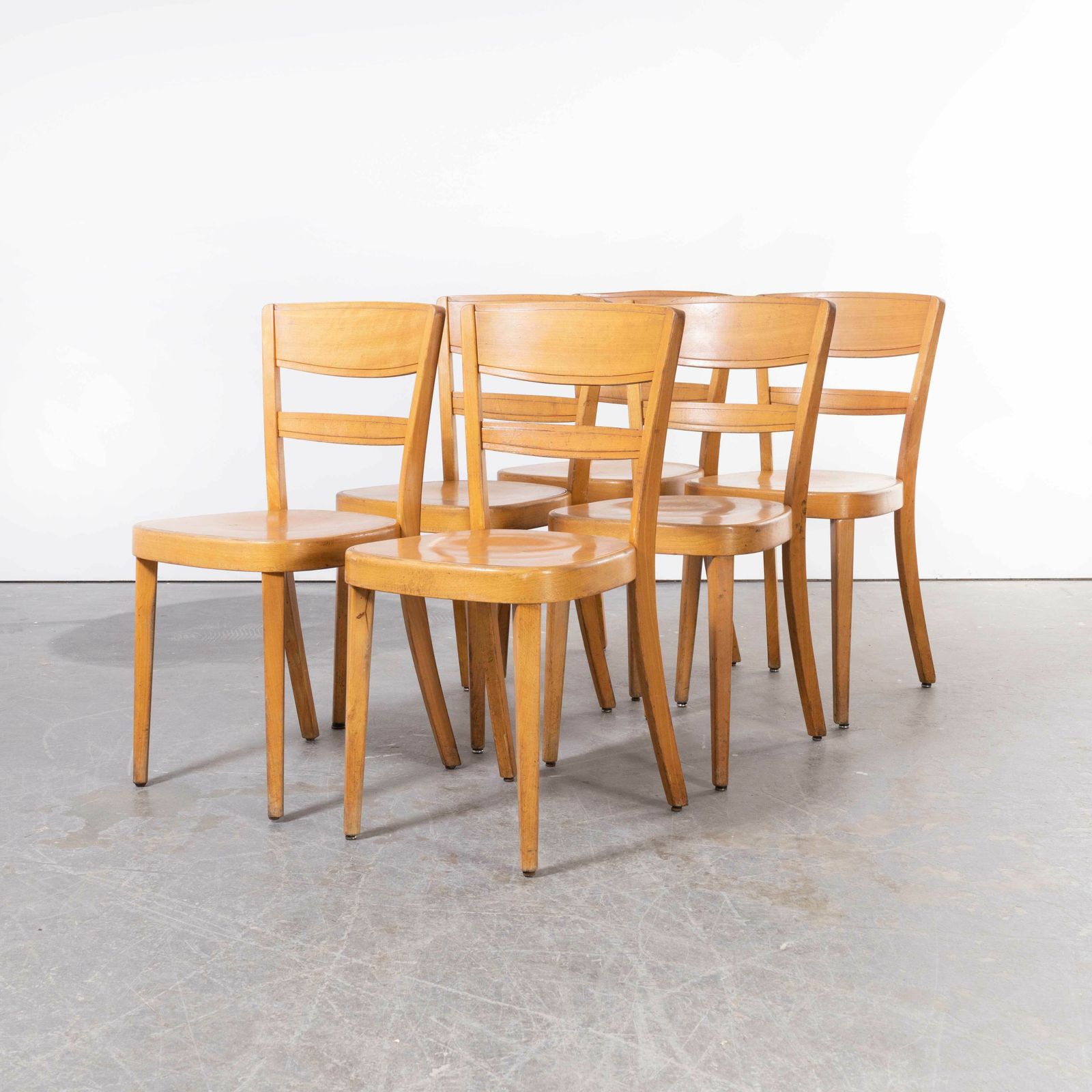 1960’s Horgen Glarus Beech Ladder Back Dining Chairs – Set Of Six