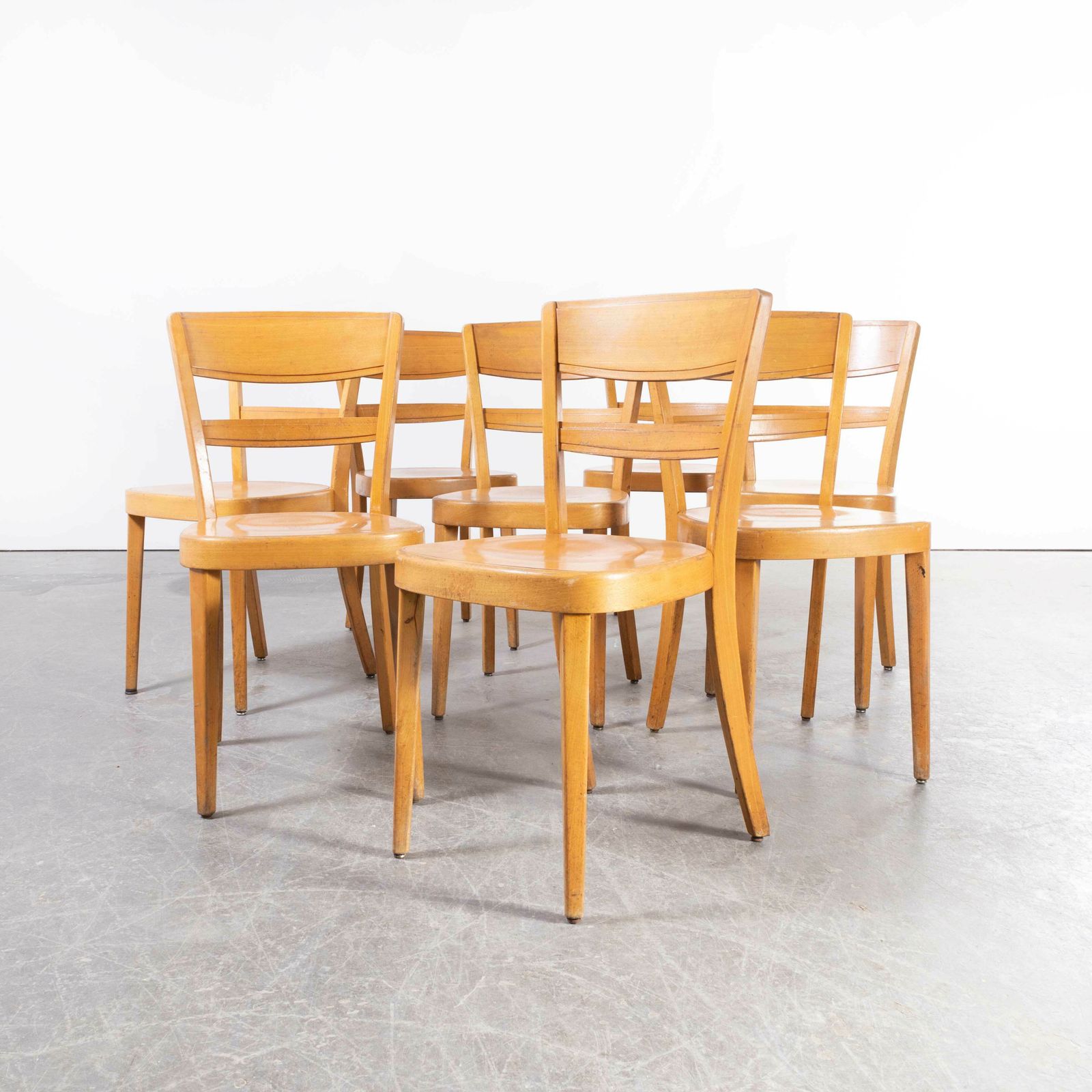 1960’s Horgen Glarus Beech Ladder Back Dining Chairs – Set Of Eight