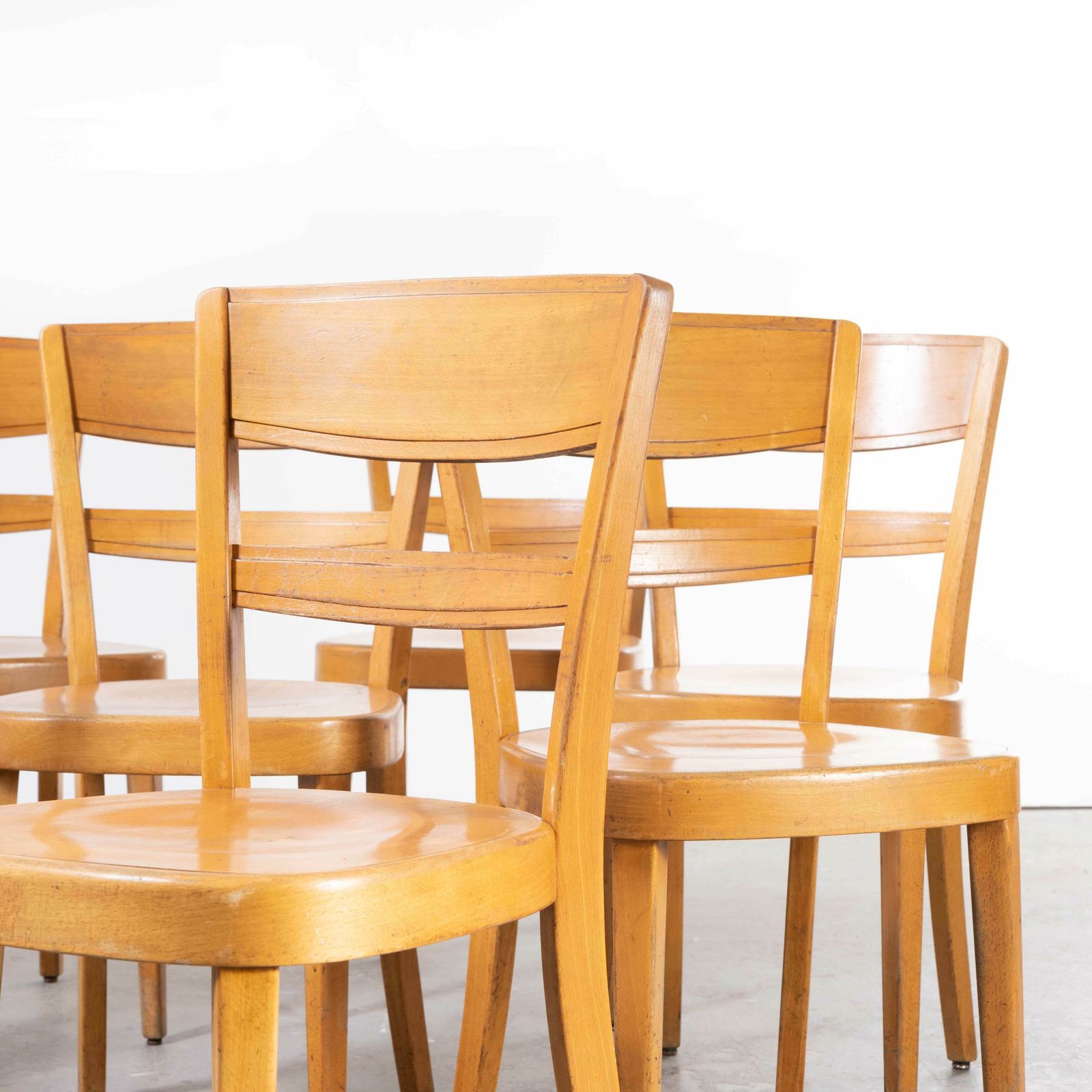 1960’s Horgen Glarus Beech Ladder Back Dining Chairs – Set Of Eight photo for sale