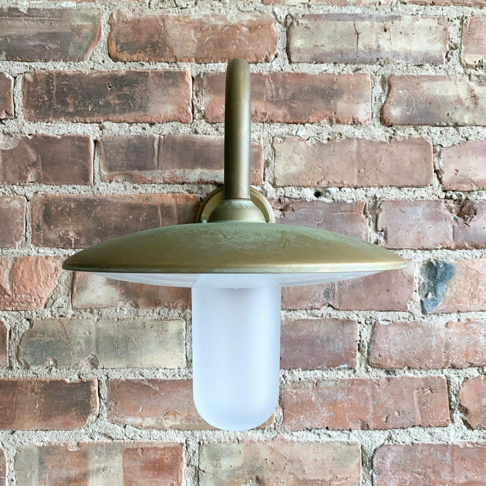 Contemporary Large Aged Brass Shaded Arched Wall Light photo buy