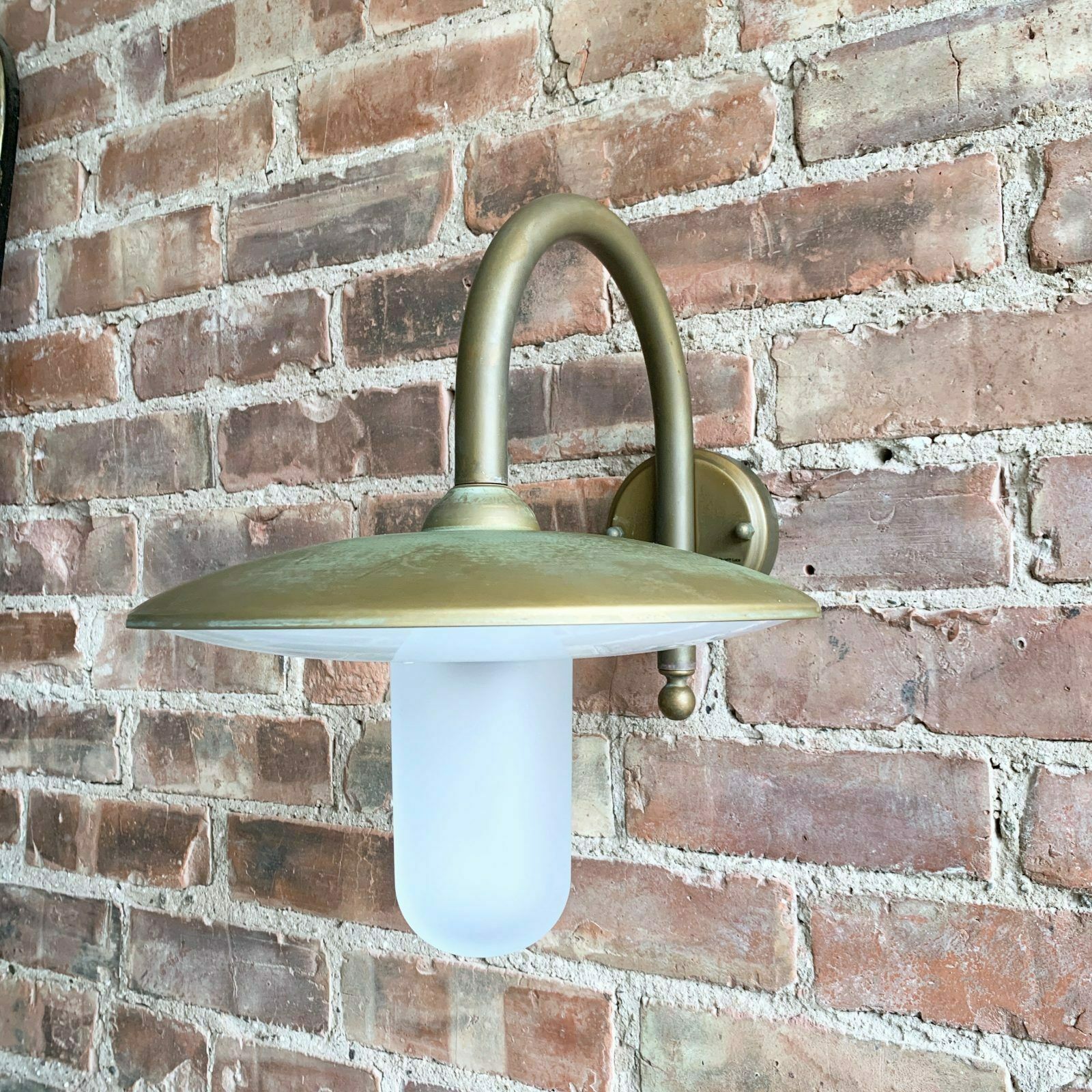 photo furniture Contemporary Large Aged Brass Shaded Arched Wall Light