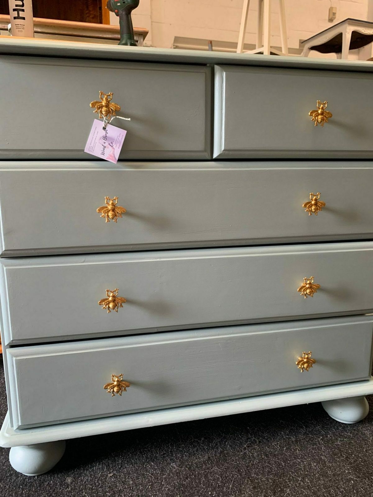 Chest Of Drawers Painted Bespoke Moroccan Geometric Bee Elephant Handles Stencilled photo 375.0