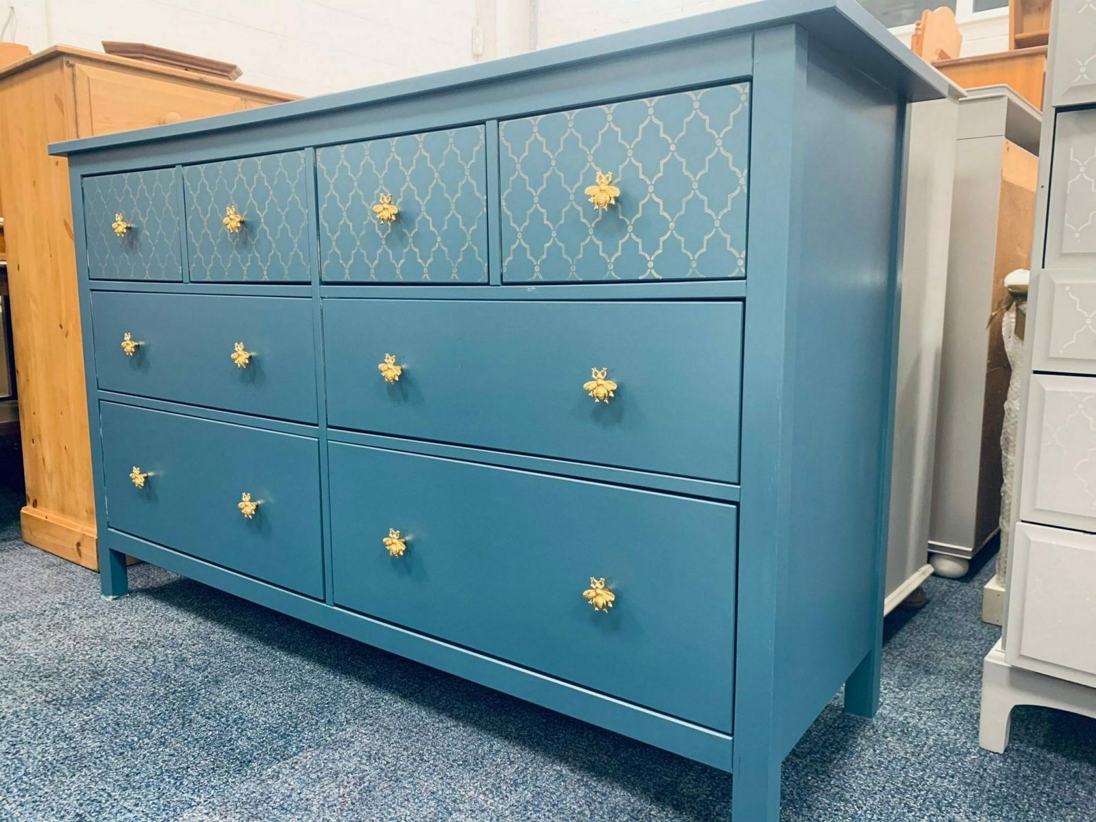 Large Chest Of Drawers Painted Bespoke Stencilled photo furniture