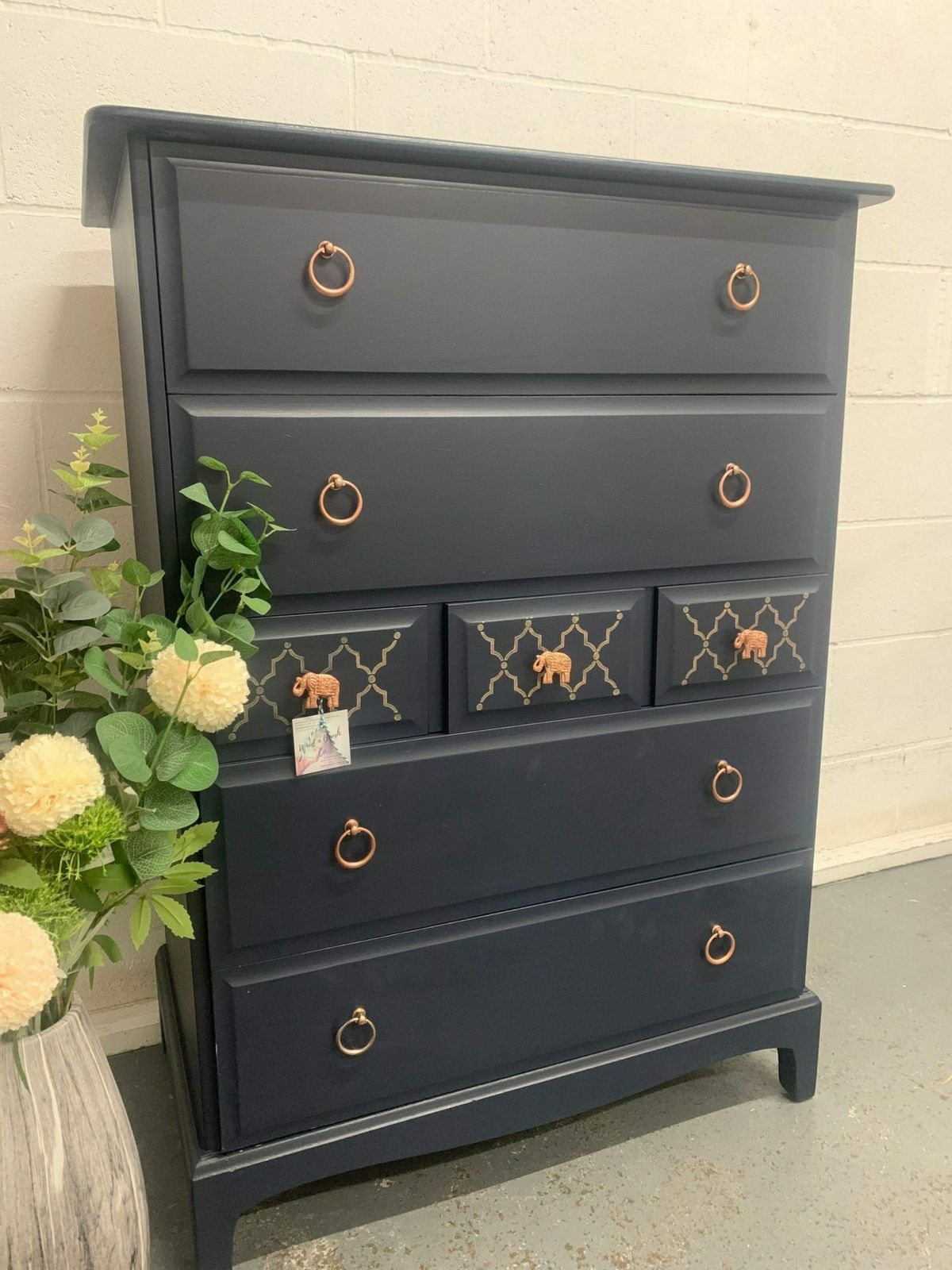 Stag Minstrel Chest Of Drawers Tall Boy Mid Century Painted Bespoke Upcycled – Choose Your Colour photo furniture