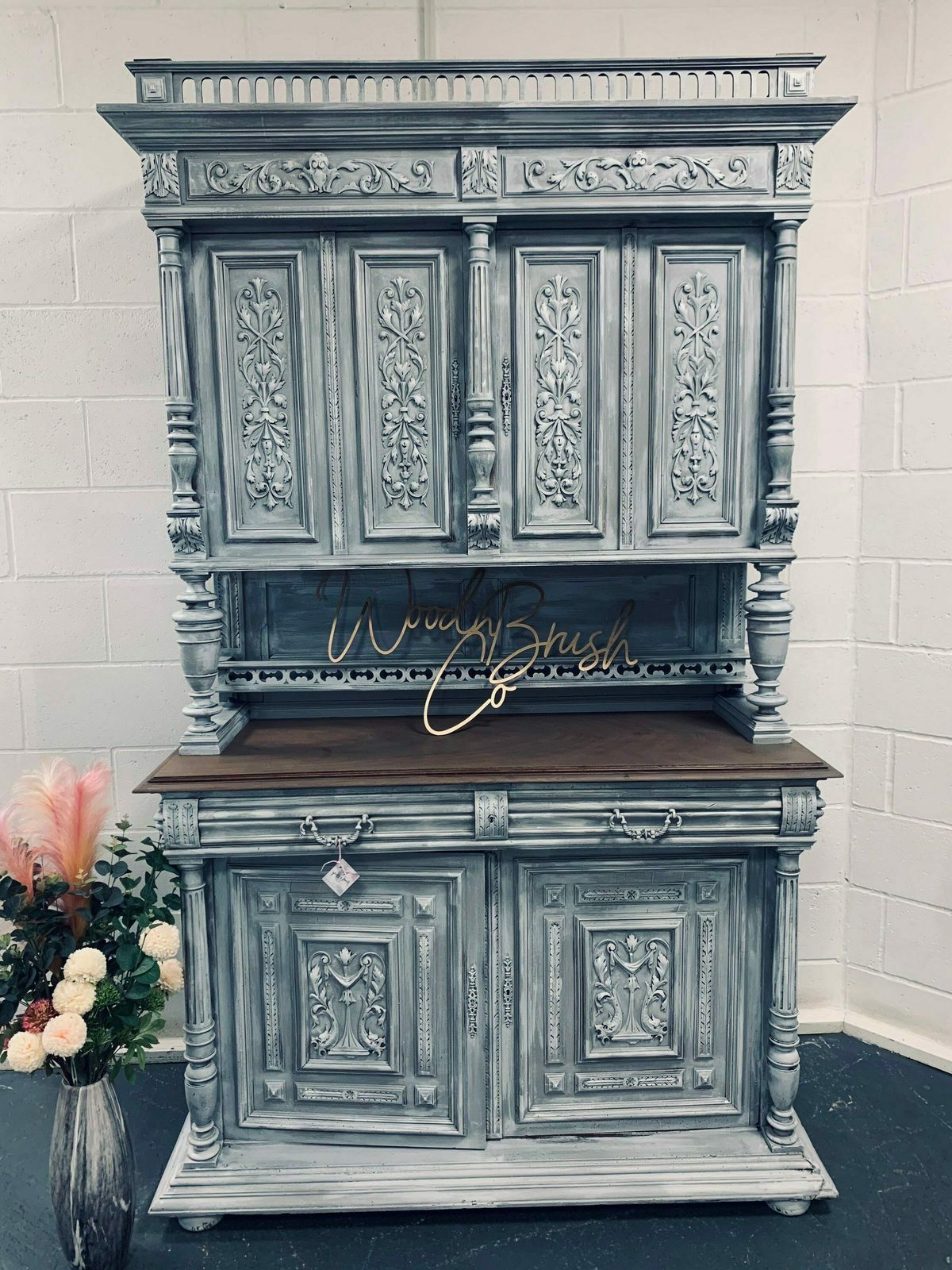 Stunning French Sideboard Dresser Italian Dresser Buffet Armoire Cabinet Stone Effect Concrete Effect photo furniture