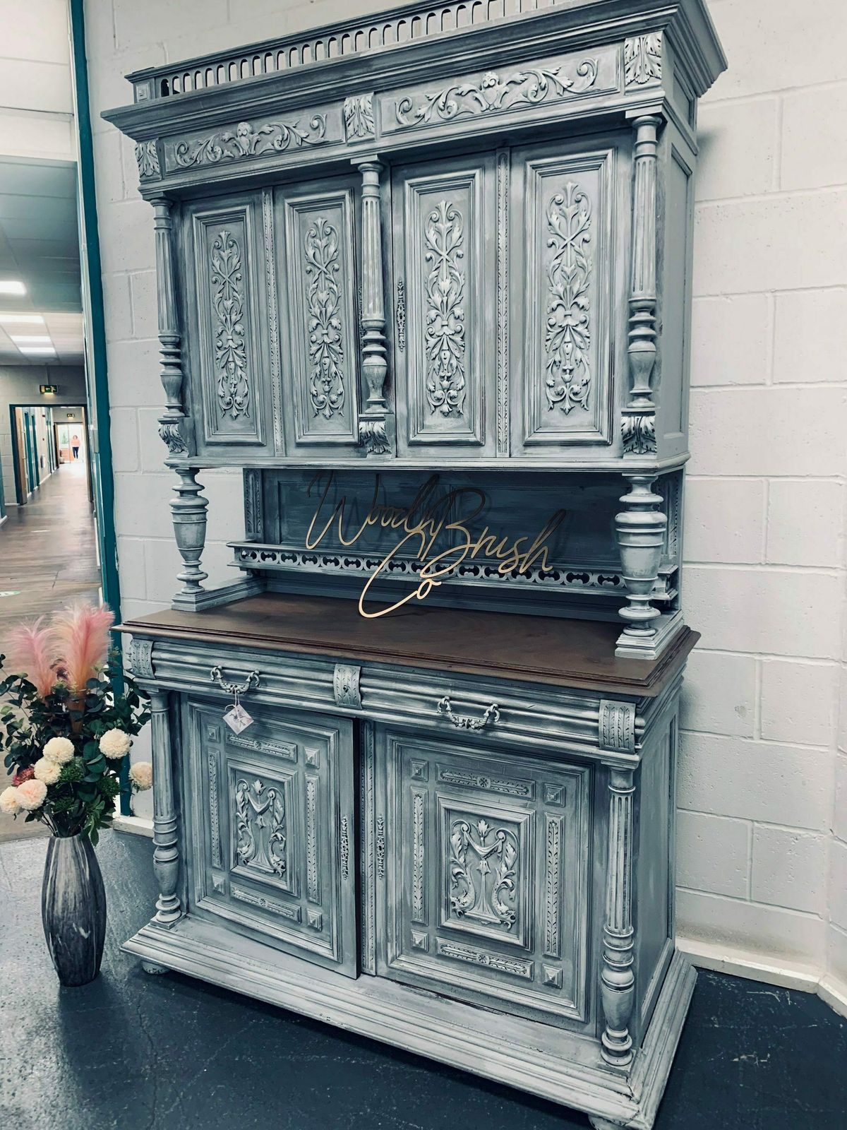 Stunning French Sideboard Dresser Italian Dresser Buffet Armoire Cabinet Stone Effect Concrete Effect photo Furniture