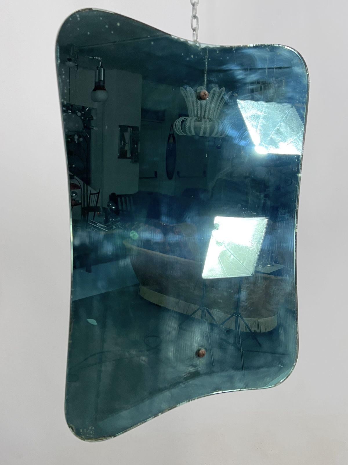 Mid Century Fontana Arte Style Green Mirror From 50s photo buy