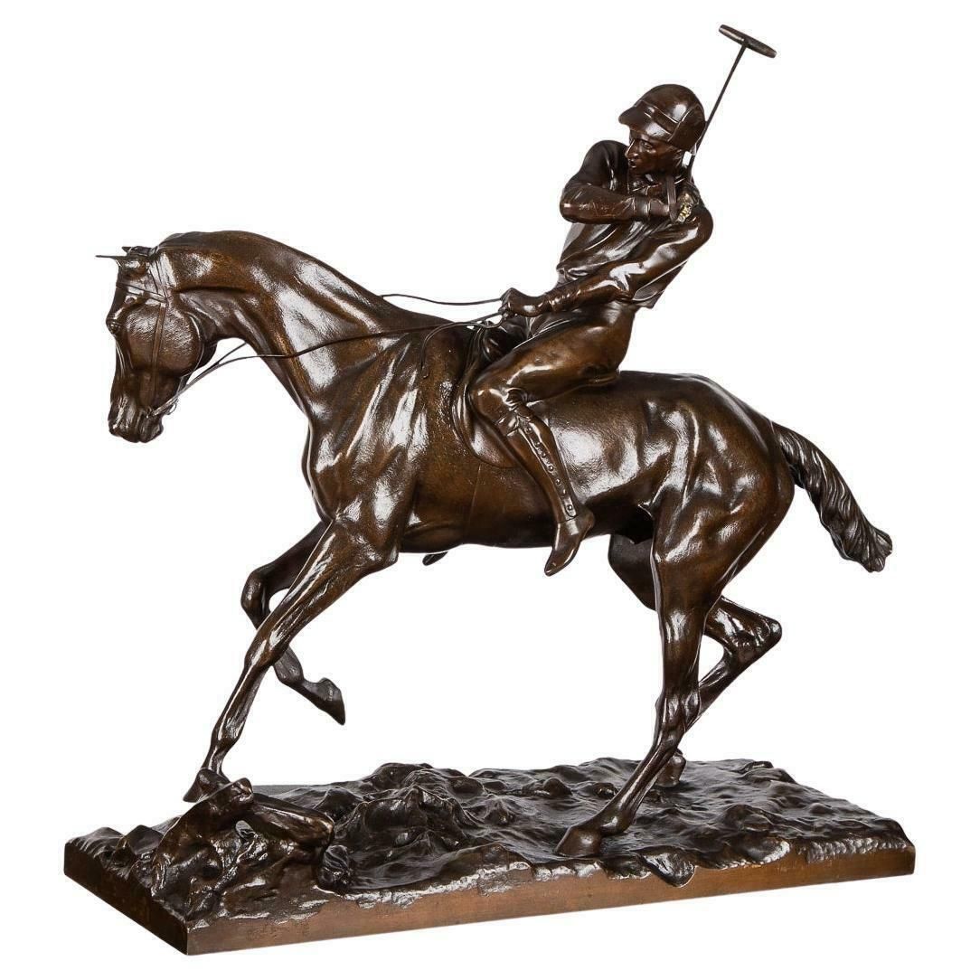 19th Century French Bronze Of A Polo Player, Joseph Cuvelier, C.1870