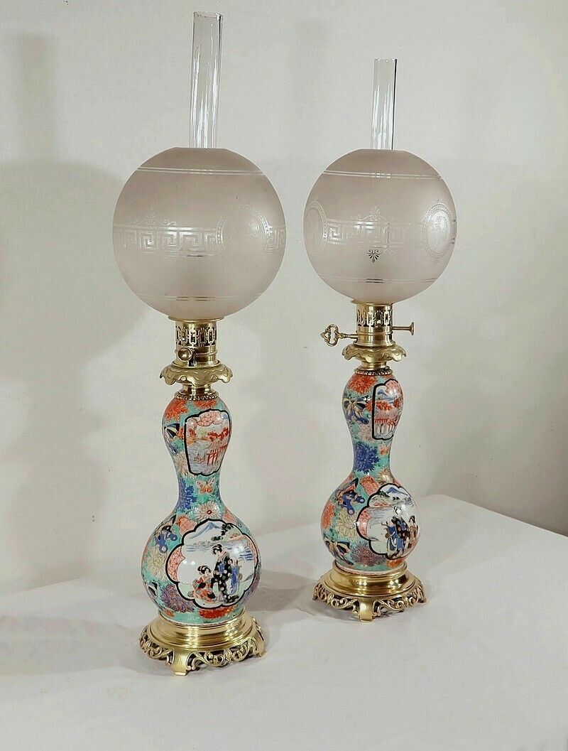 Pair Of Oil Lamps, Napoleon III Period, Mid 19th Century photo furniture
