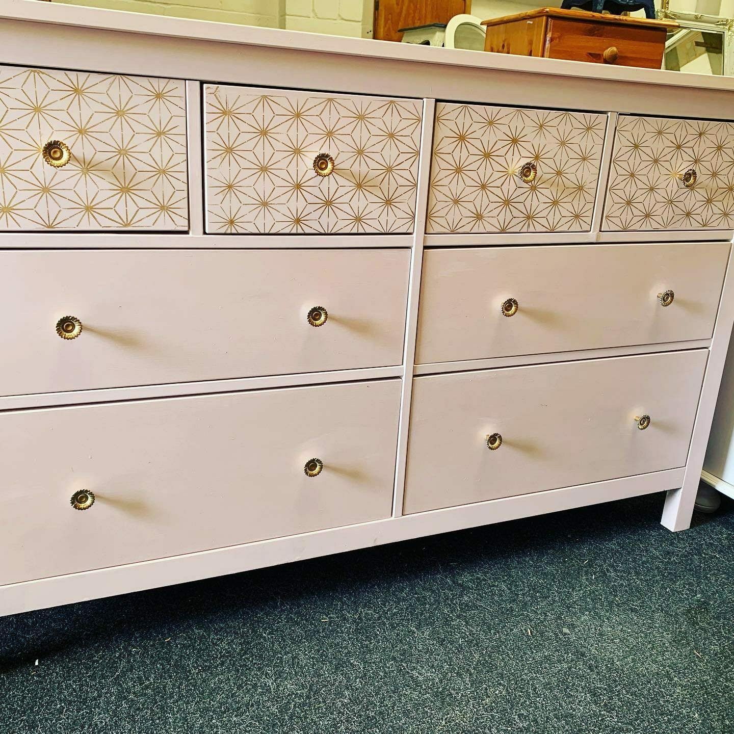 Large Chest Of Drawers Painted Bespoke Stencilled photo for sale