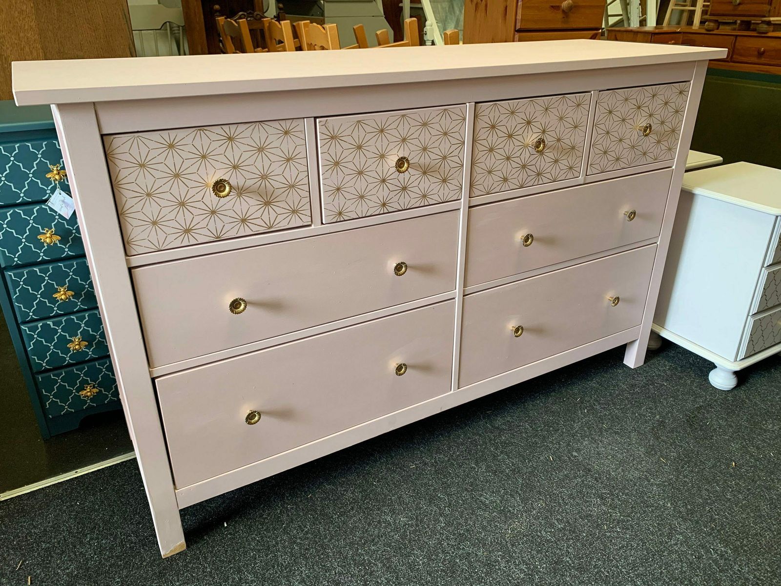 Large Chest Of Drawers Painted Bespoke Stencilled