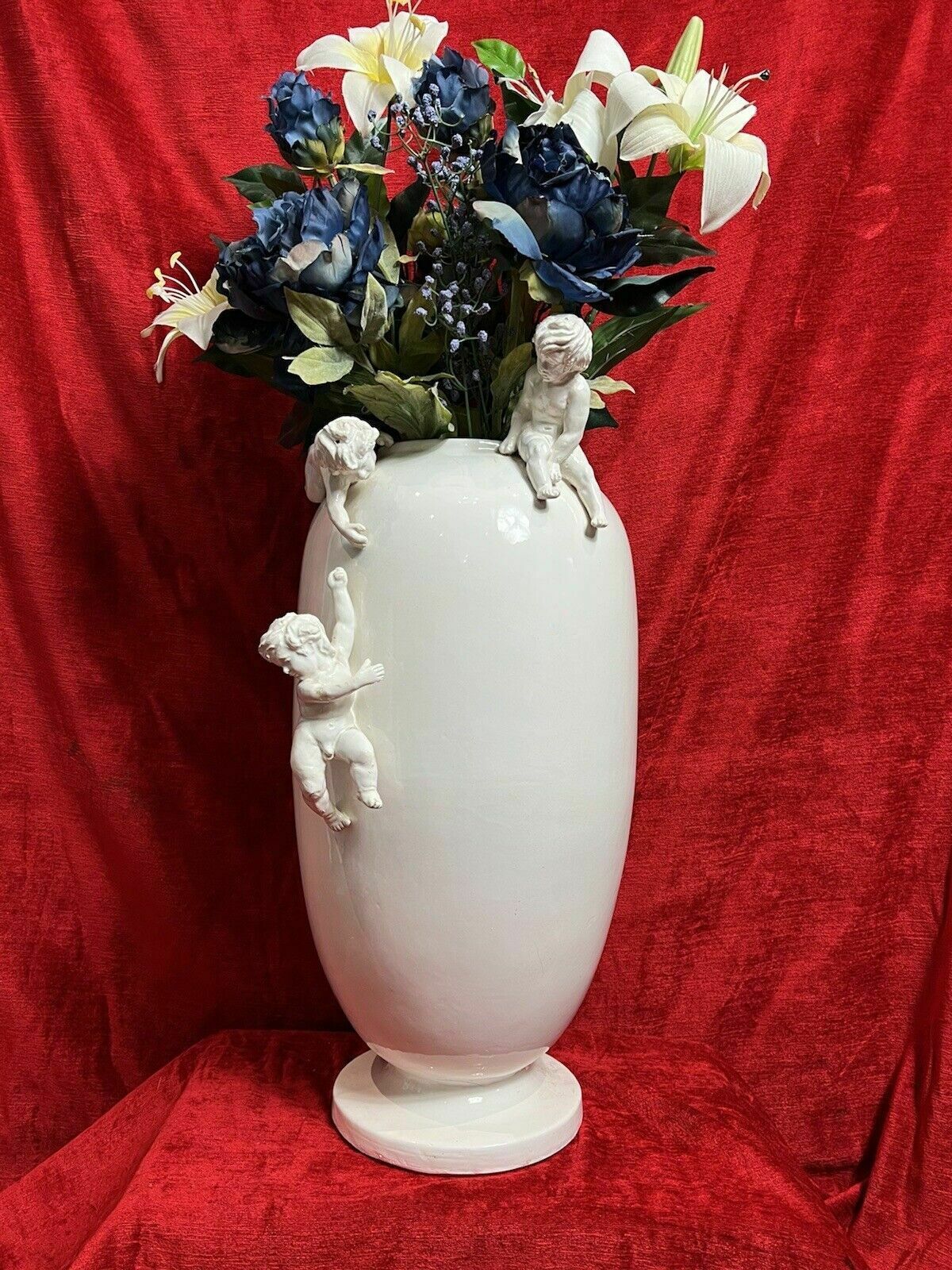 Wonderful Large French Porcelain Vase With Trio Of Putti photo Home Decor