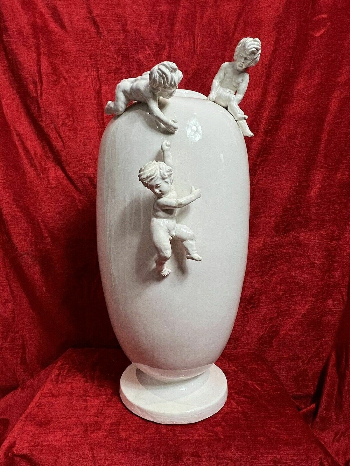 Wonderful Large French Porcelain Vase With Trio Of Putti photo buy