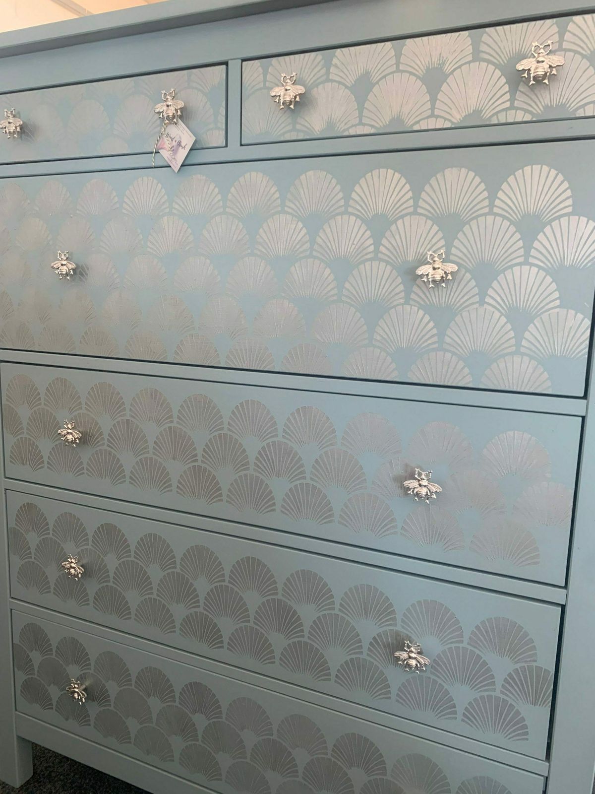 Large Chest Of Drawers Painted Bespoke Stencilled photo for sale