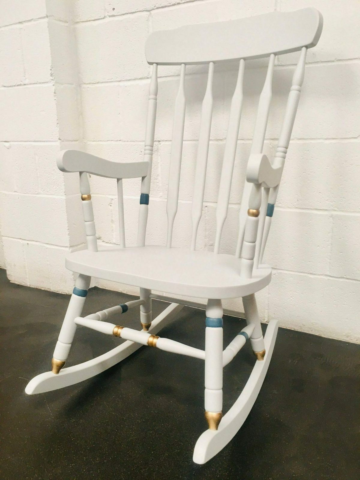 Bespoke Painted Baby Nursery Rocking Chair And Chest Of Drawers Set photo for sale