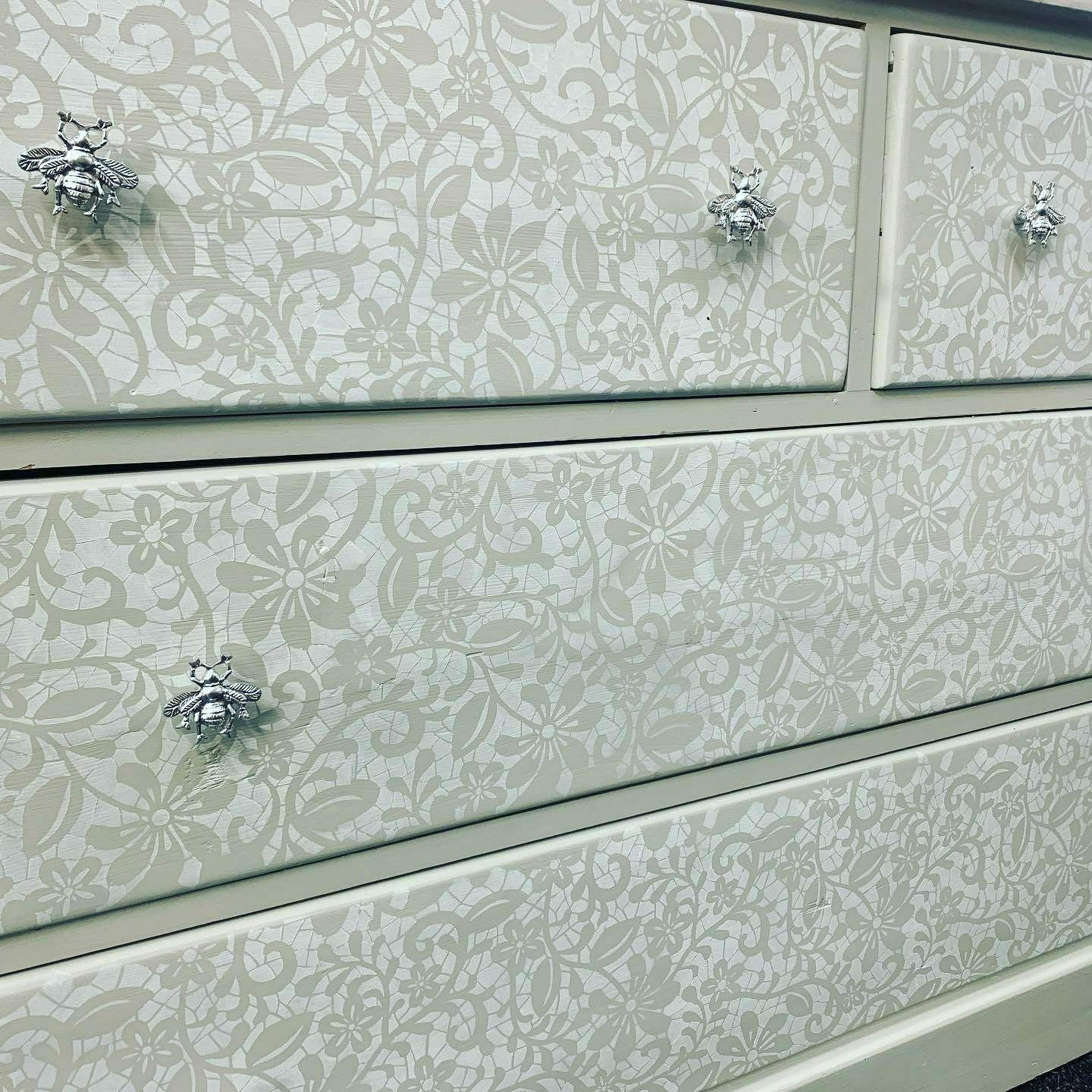 Large Chest Of Drawers Painted Bespoke Stencilled photo for sale