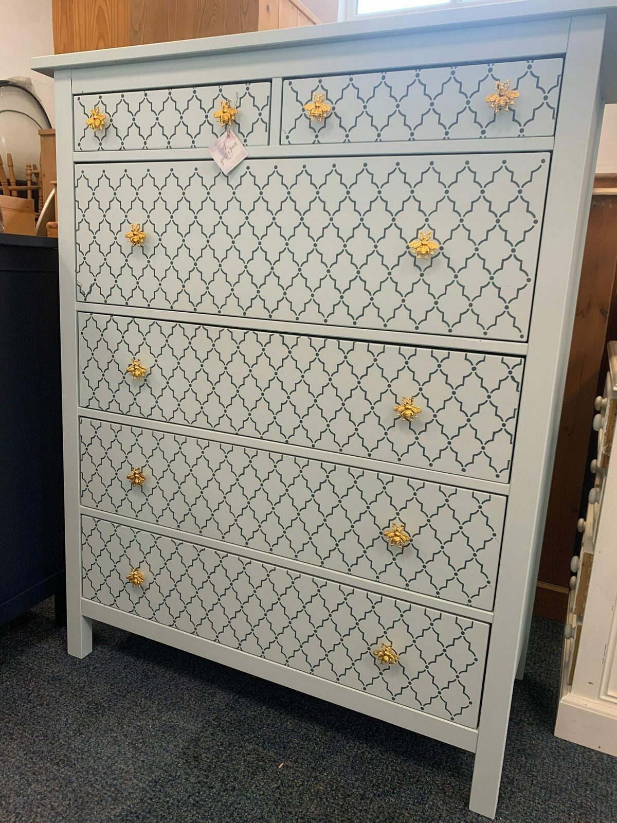Large Chest Of Drawers Painted Bespoke Stencilled photo furniture