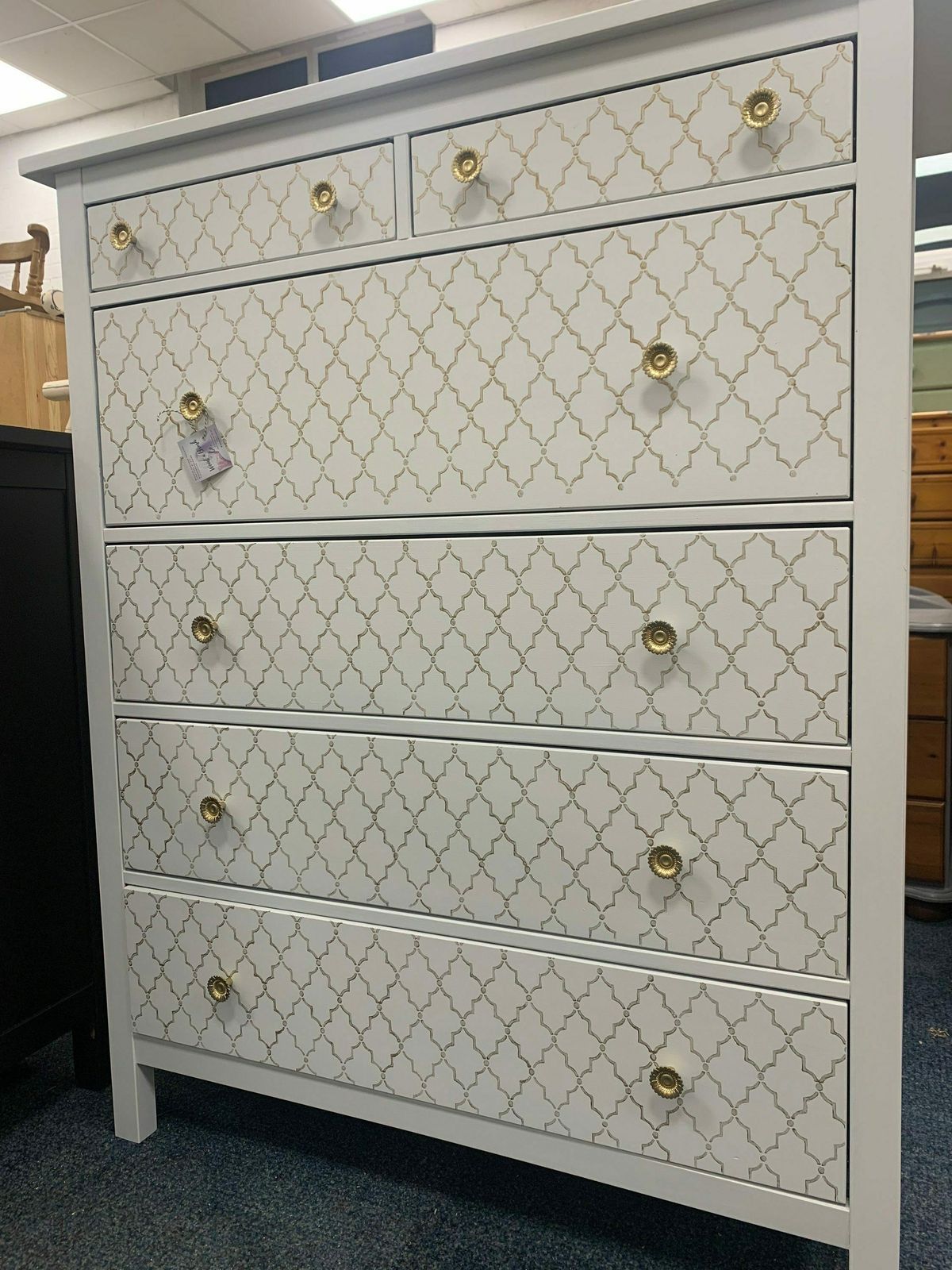 Large Chest Of Drawers Painted Bespoke Stencilled photo for sale