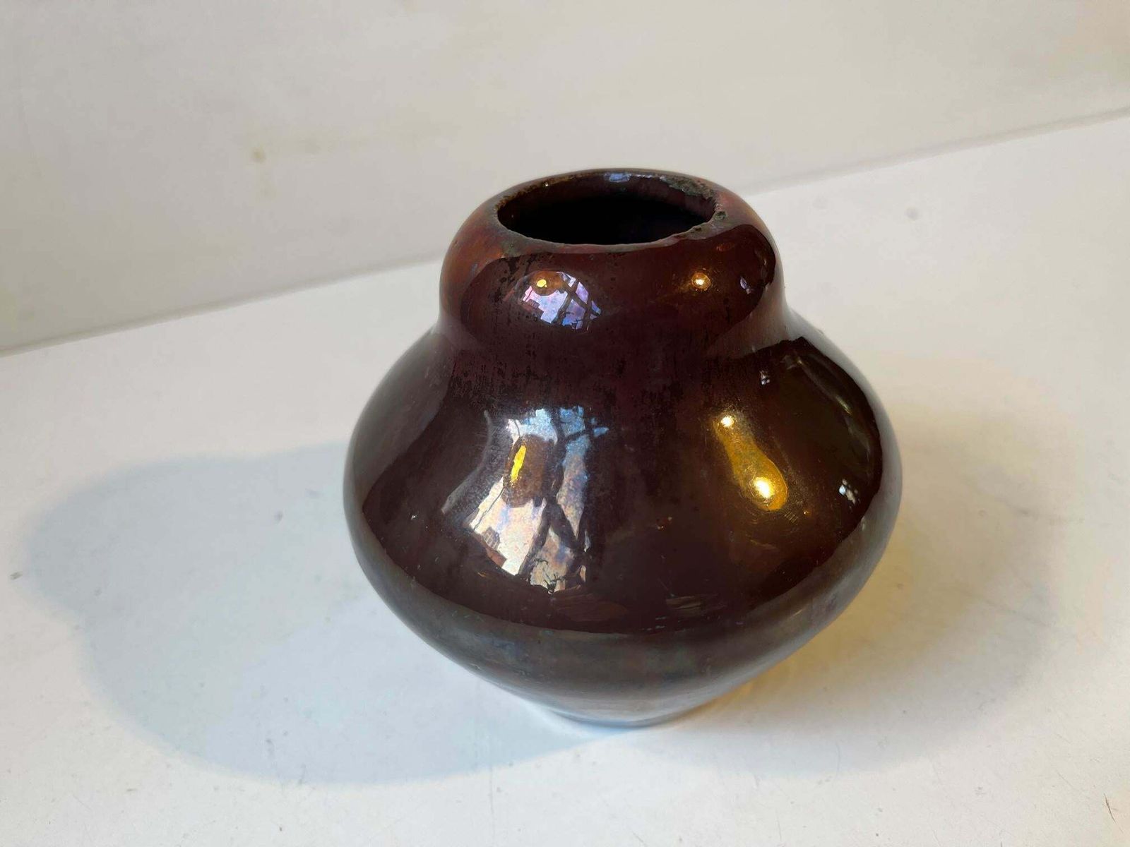 Art Deco Ceramic Vase In Copper Glaze By Soren Kongstrand 1930s photo vintage
