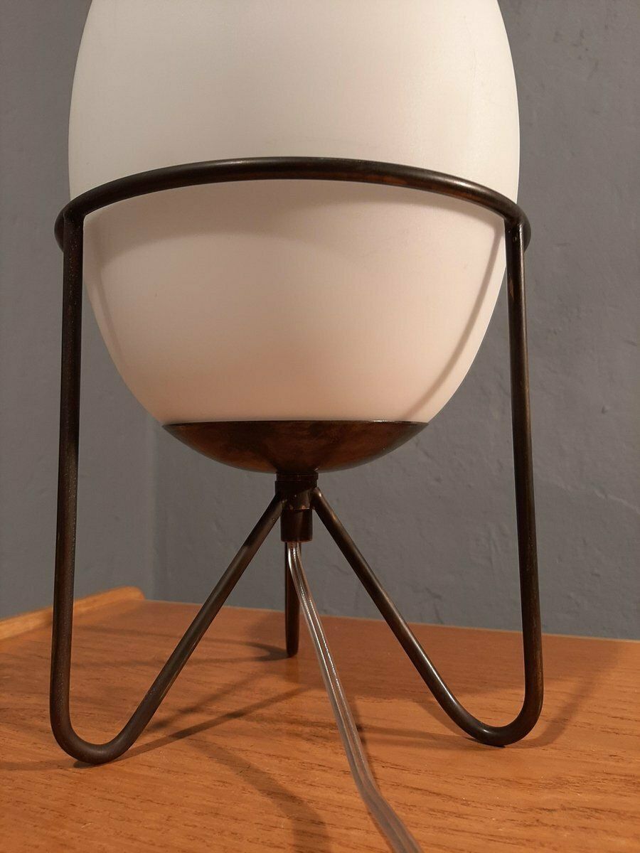 Small Stilnovo Lamp In Iron And Opaline Glass 1990s photo buy