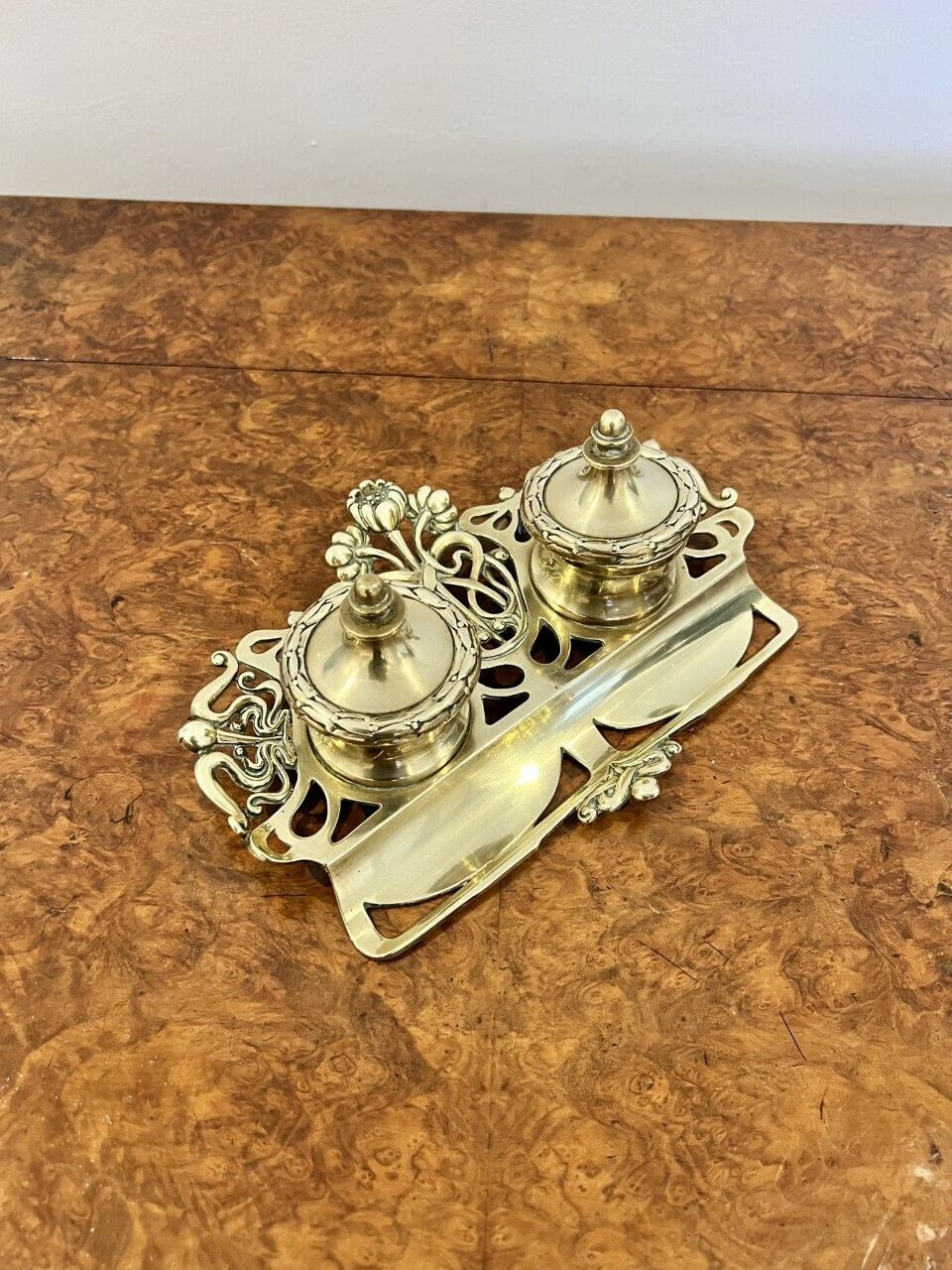 Wonderful Victorian Ornate Brass Desk Set photo 295.0