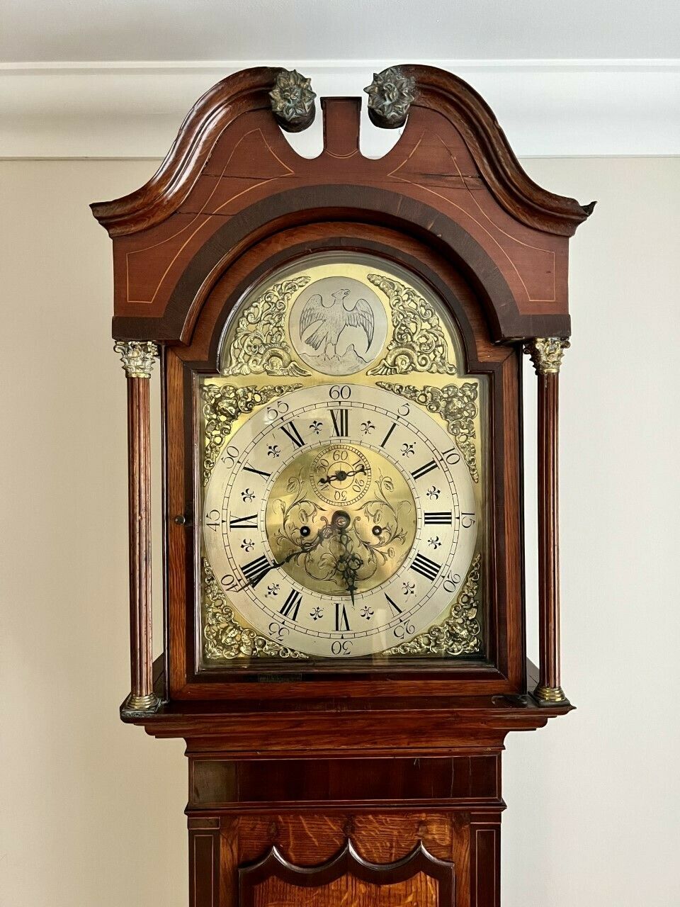 Antique George III Quality Oak And Mahogany Brass Face Long Case Clock photo 2950.0