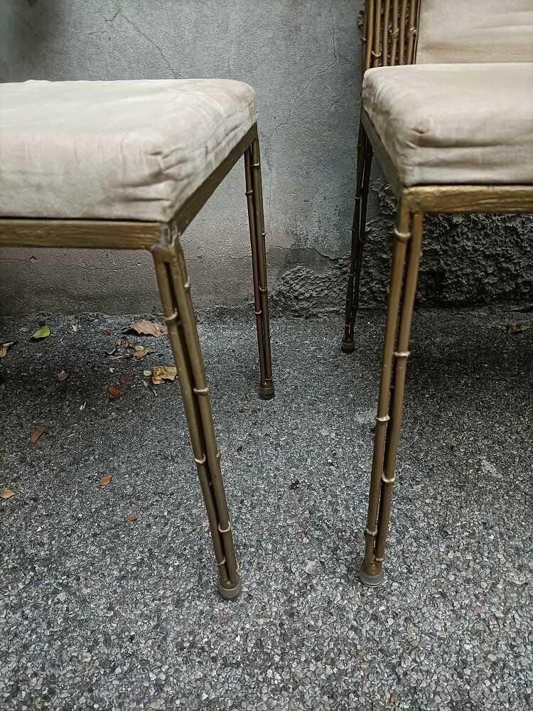 Iron And Bamboo Dining Chairs, 1980s, Set Of 4 photo for sale