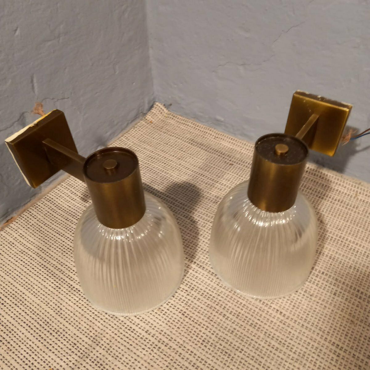 Brass And Glass Wall Lamp By Fidenza Vetraria In The Style Of Azucena 1950s