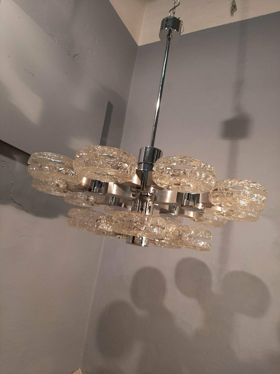 Ceiling Lamp In Chromed Metal And 15 Lights By Gaetano Sciolari For Sciolari, 1970s photo vintage